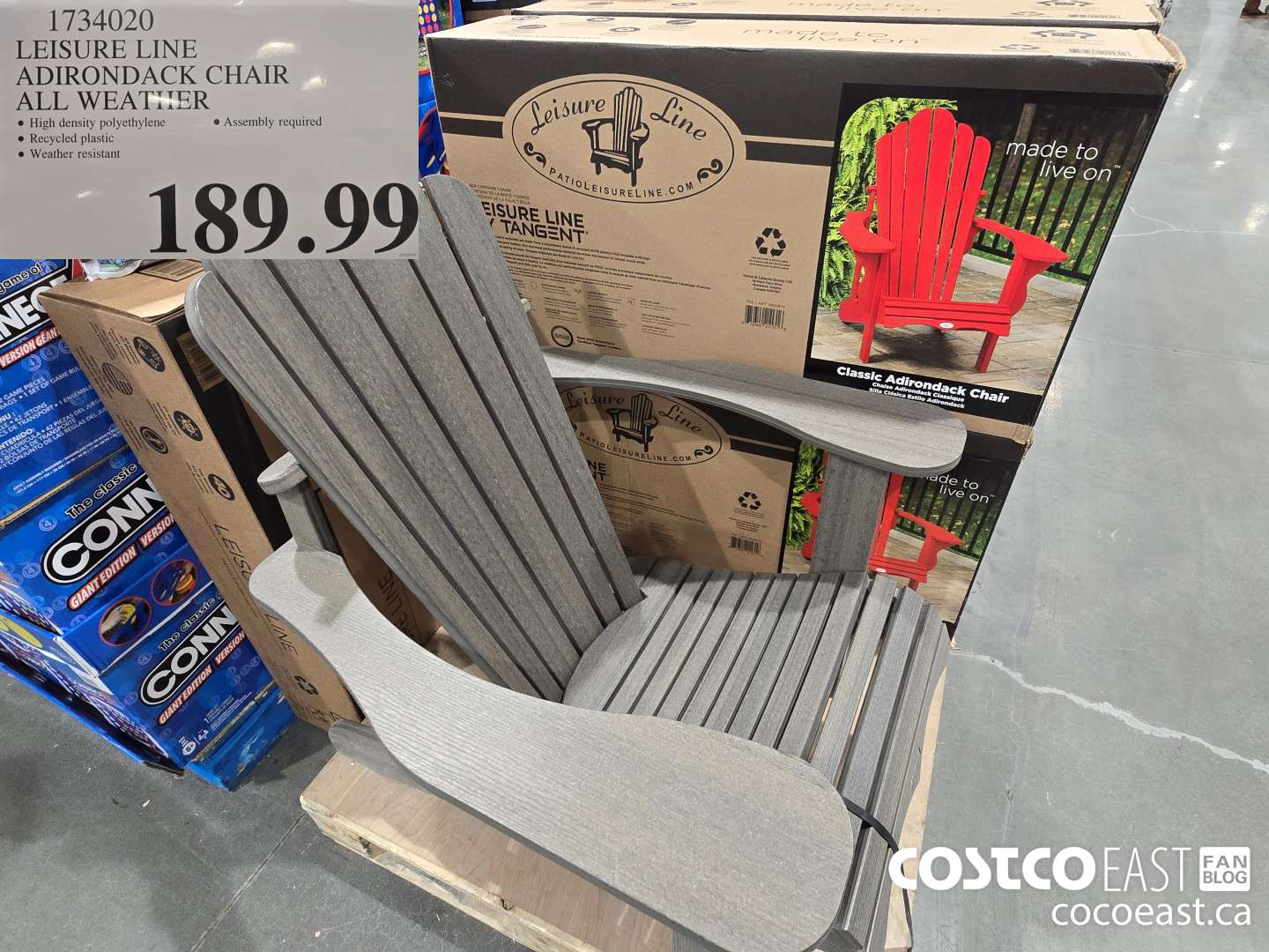 1734020 LEASURE LINE ADIRONDACK CHAIR ALL WEATHER $189.99