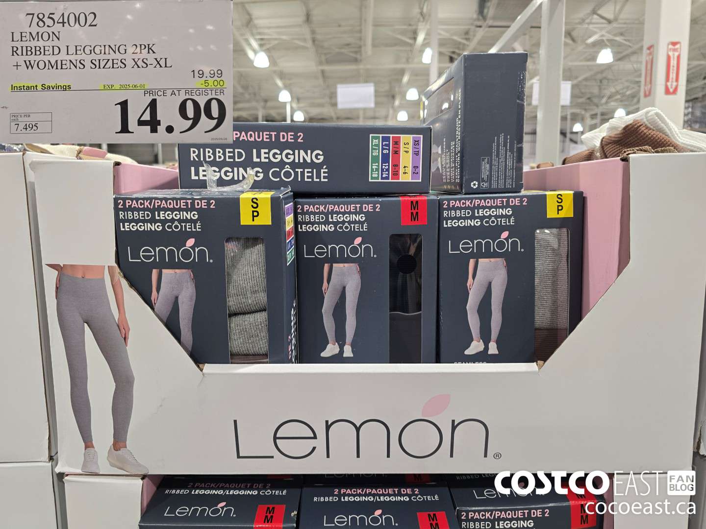 7854002 LEMON RIBBED LEGGING 2PK +WOMENS SIZES XS-XL ($5.00 INSTANT SAVINGS EXPIRES ON 2025-06-01) $14.99