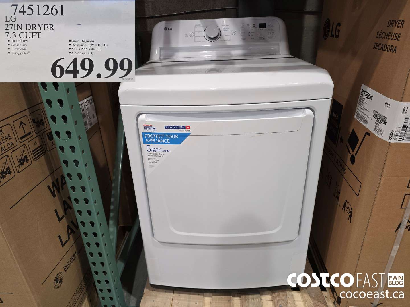 7451261 LG 27IN DRYER 7.3 CUFT $649.99