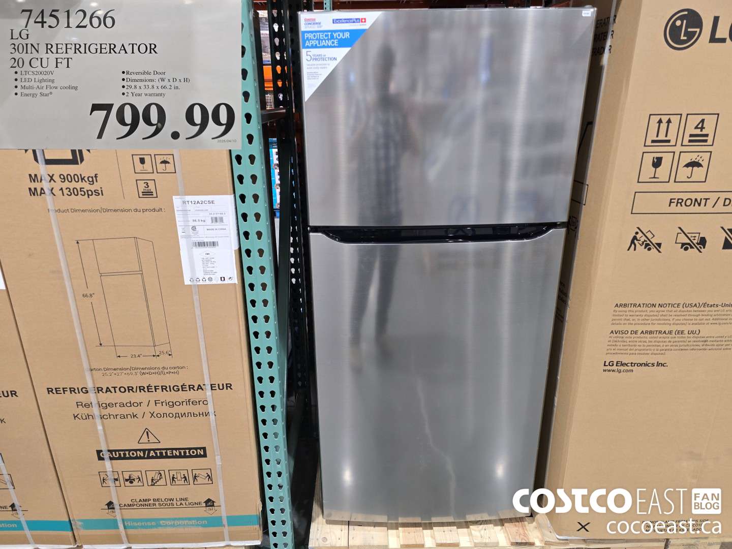 7451266 LG 30 IN. REFRIGERATOR 20 cuft $799.99