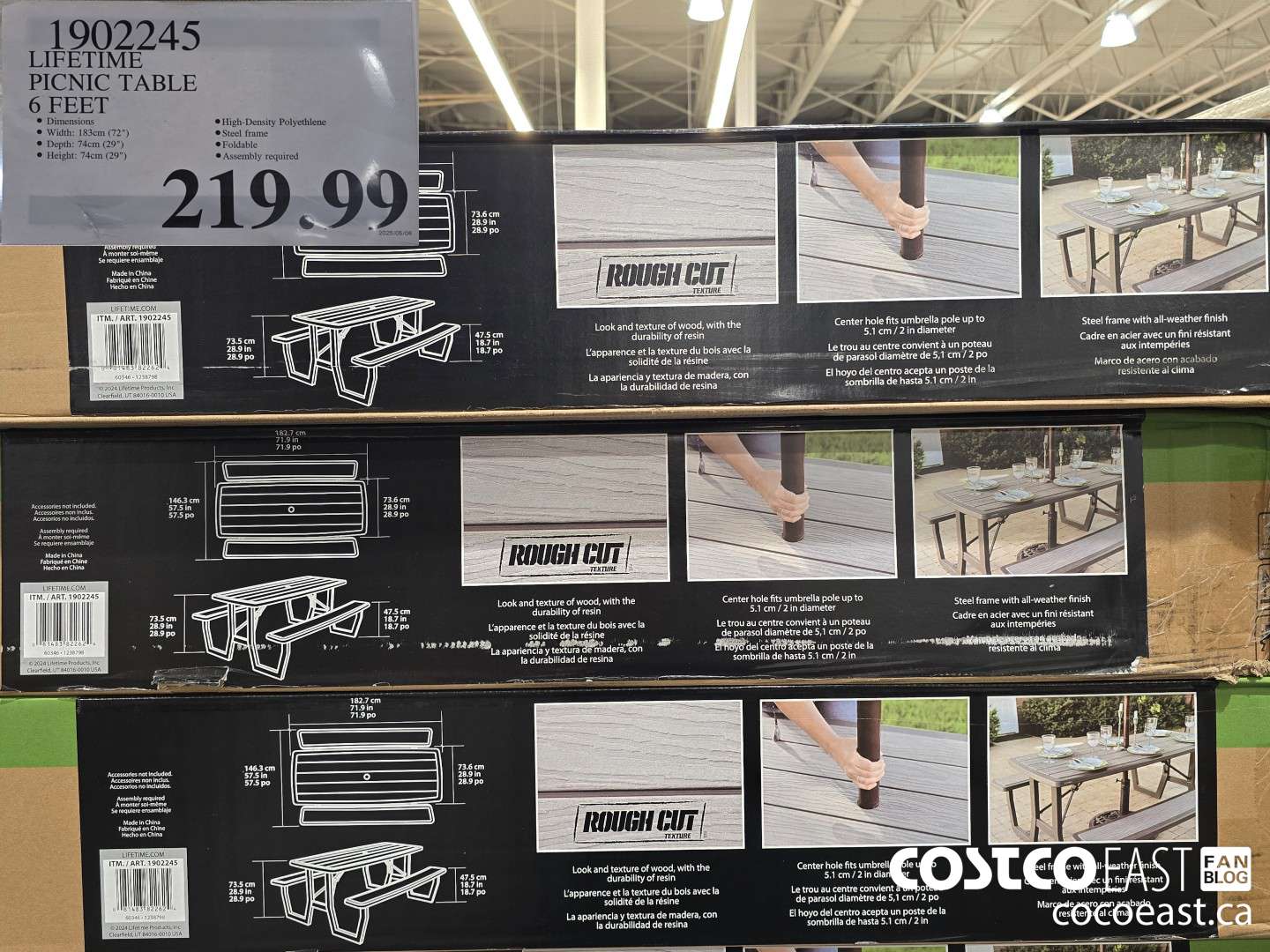 1902245 LIFETIME PICNIC TABLE 6 FEET $219.99