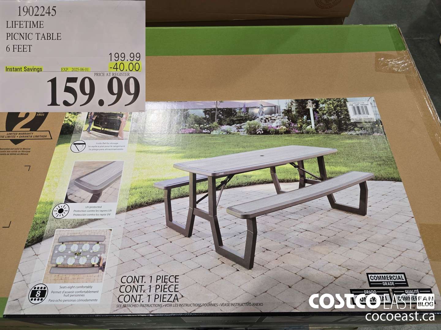 1902245 LIFETIME PICNIC TABLE 6 FEET ($40.00 INSTANT SAVINGS EXPIRES ON 2023-06-01) $159.99