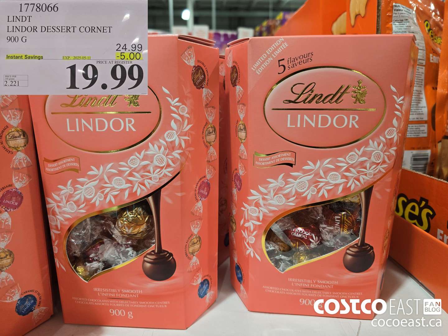 1778066 LINDT LINDOR DESSERT CORNET 900 G ($5.00 INSTANT SAVINGS EXPIRES ON 2024-05-11) $19.99