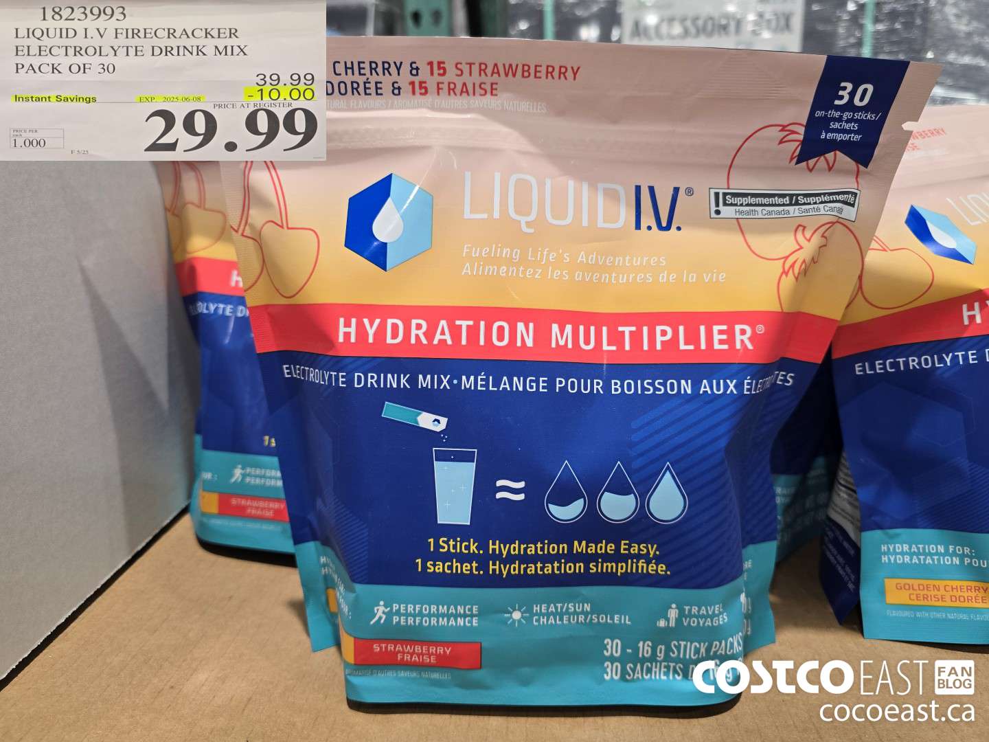 1823993 LIQUID I.V FIRECRACKER ELECTROLYTE DRINK MIX PACK OF 30 ($10.00 INSTANT SAVINGS EXPIRES ON 2025-06-08) $29.99