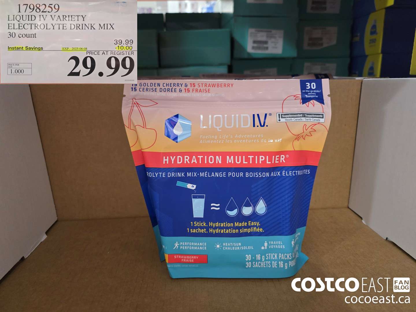 1798259 LIQUID IV VARIETY ELECTROLYTE DRINK MIX 30 count ($10.00 INSTANT SAVINGS EXPIRES ON 2025-06-08) $29.99