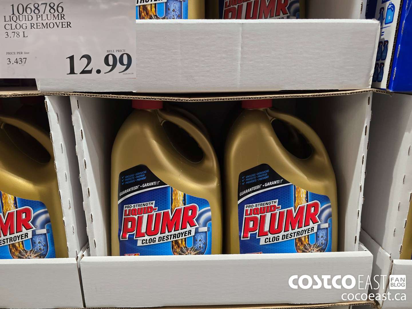 1068786 LIQUID PLUMR CLOG REMOVER 3.78 L $12.99