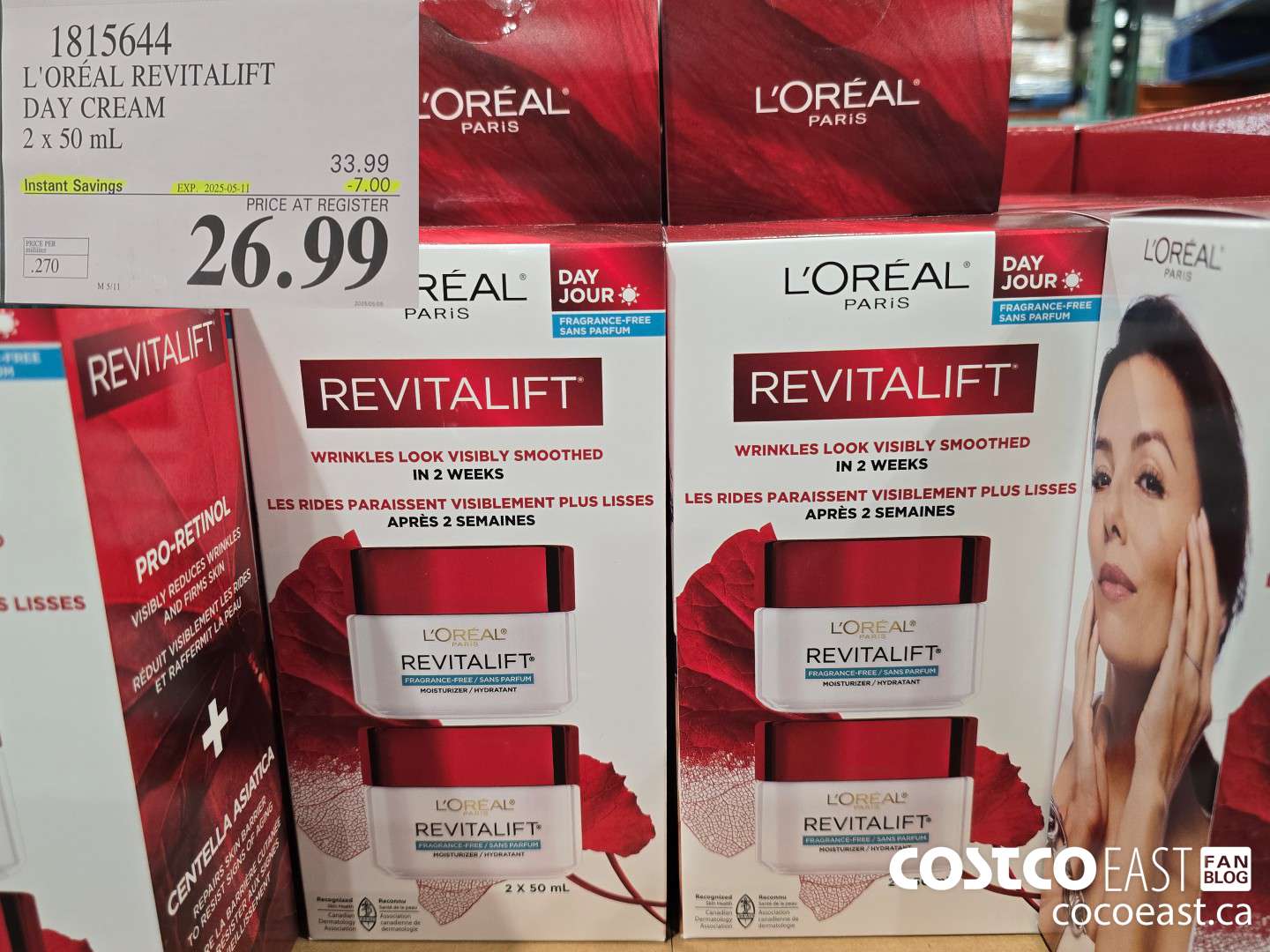 1815644 L'OREAL REVITALIFT DAY CREAM 2x50 mL ($7.00 INSTANT SAVINGS EXPIRES ON 2025-05-11) $26.99