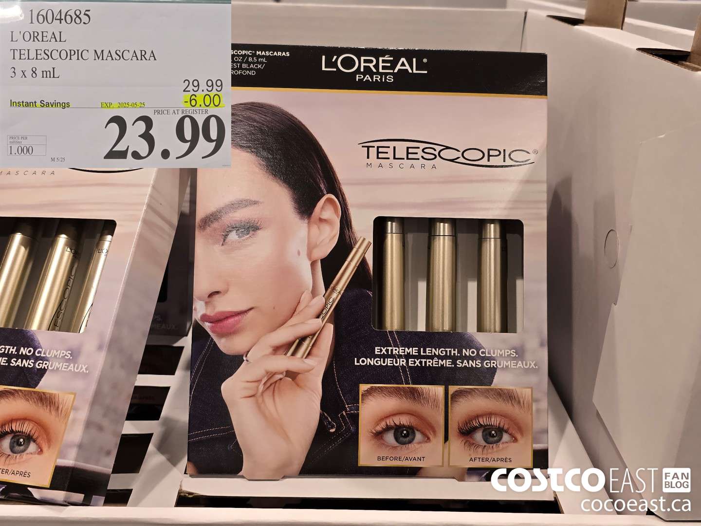 1604685 L'OREAL TELESCOPIC MASCARA 3 x 8 mL ($6.00 INSTANT SAVINGS EXPIRES ON 2025-05-25) $23.99
