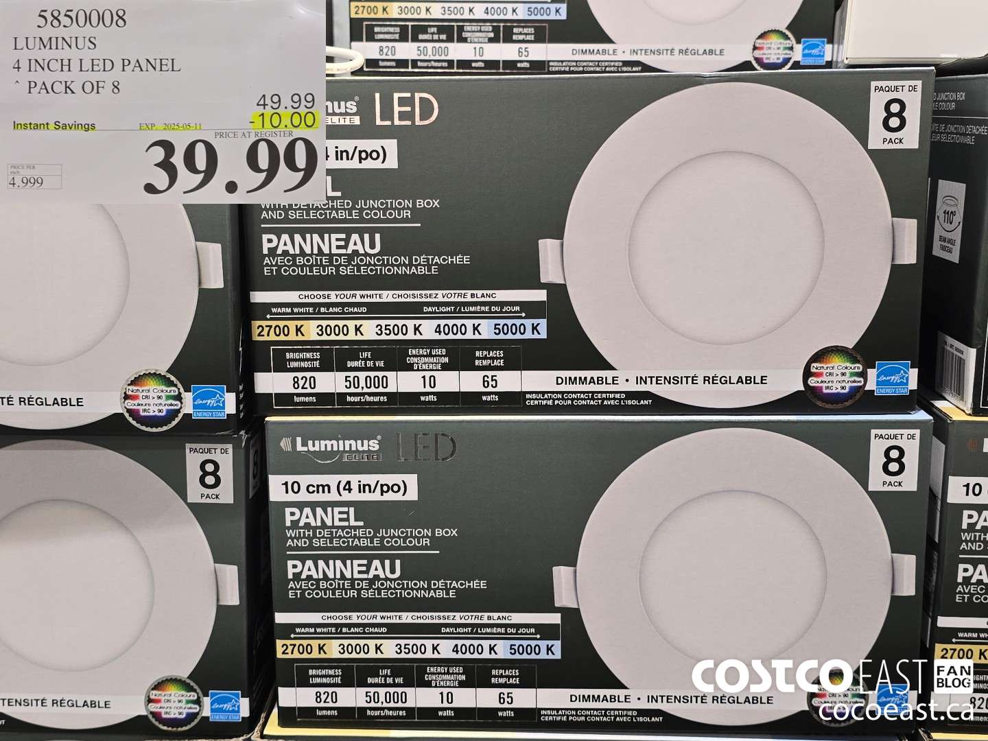 5850008 LUMINUS 4 INCH LED PANEL PACK OF 8 ($10.00 INSTANT SAVINGS EXPIRES ON 2025-05-11) $39.99