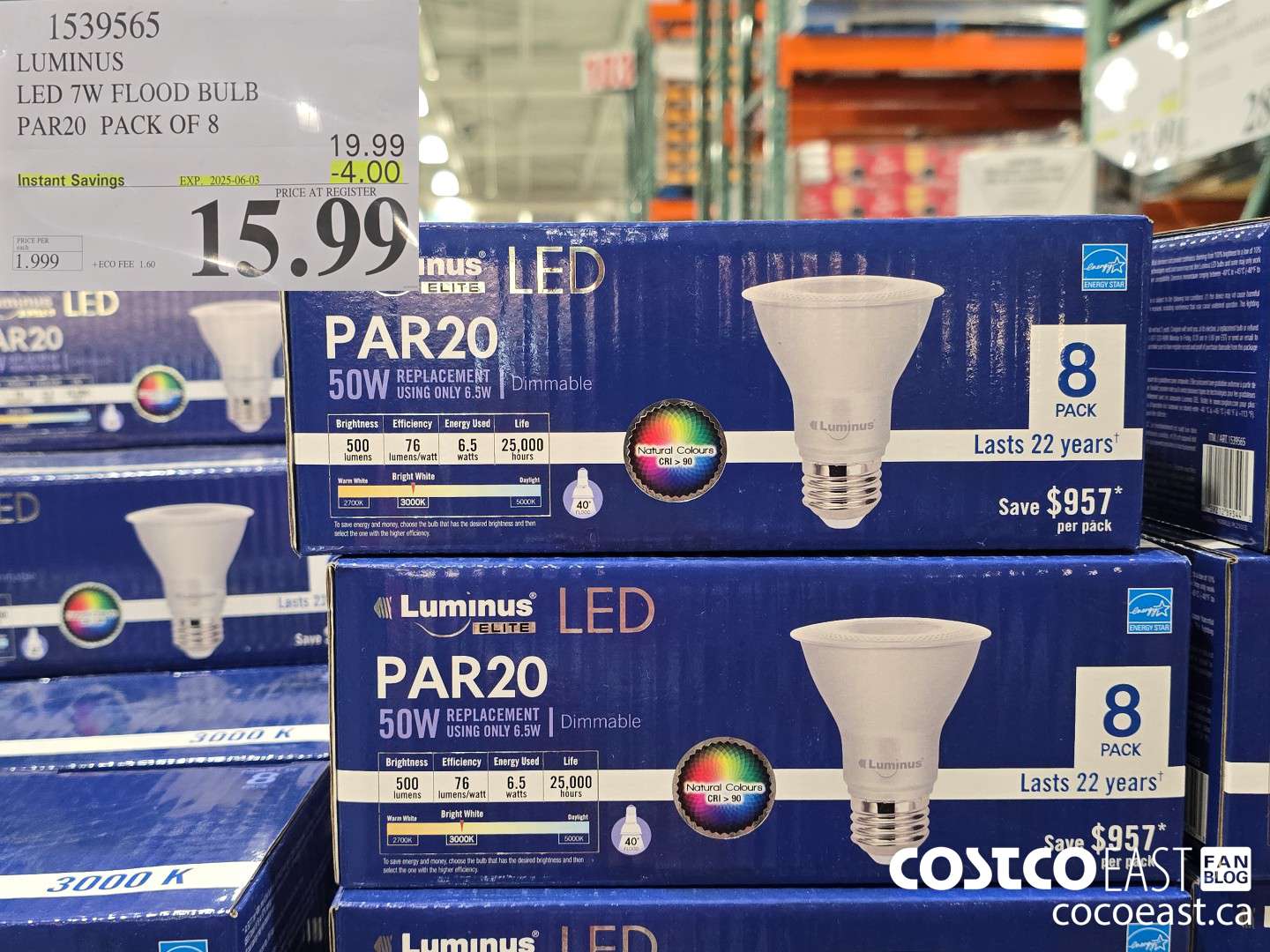 1539565 LUMINUS LED 7W FLOOD BULB PAR20 PACK OF 8 ($4.00 INSTANT SAVINGS EXPIRES ON 2025-06-03) $15.99