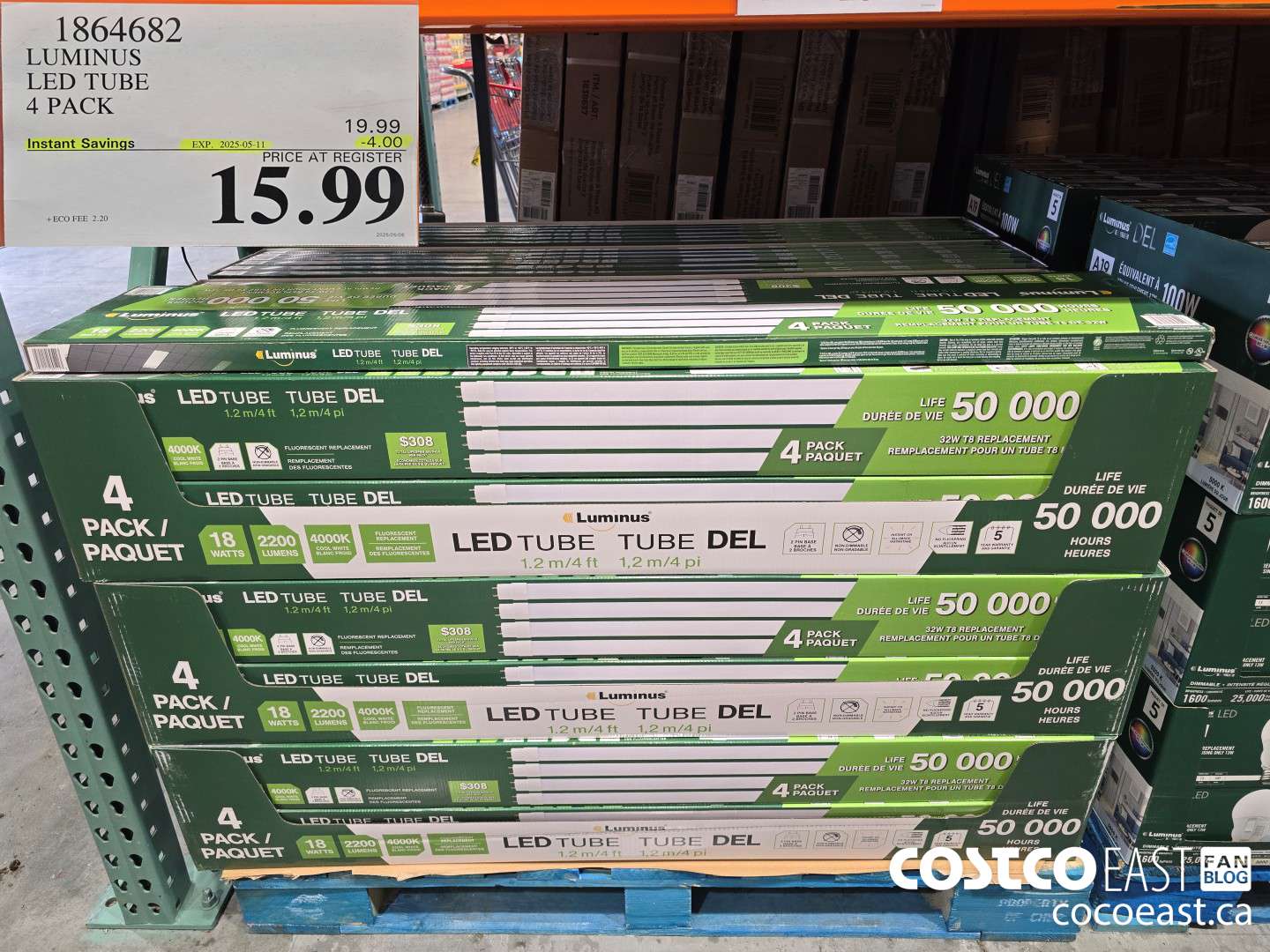 1864682 LUMINUS LED TUBE 4 PACK ($4.00 INSTANT SAVINGS EXPIRES ON 2025-05-11) $15.99