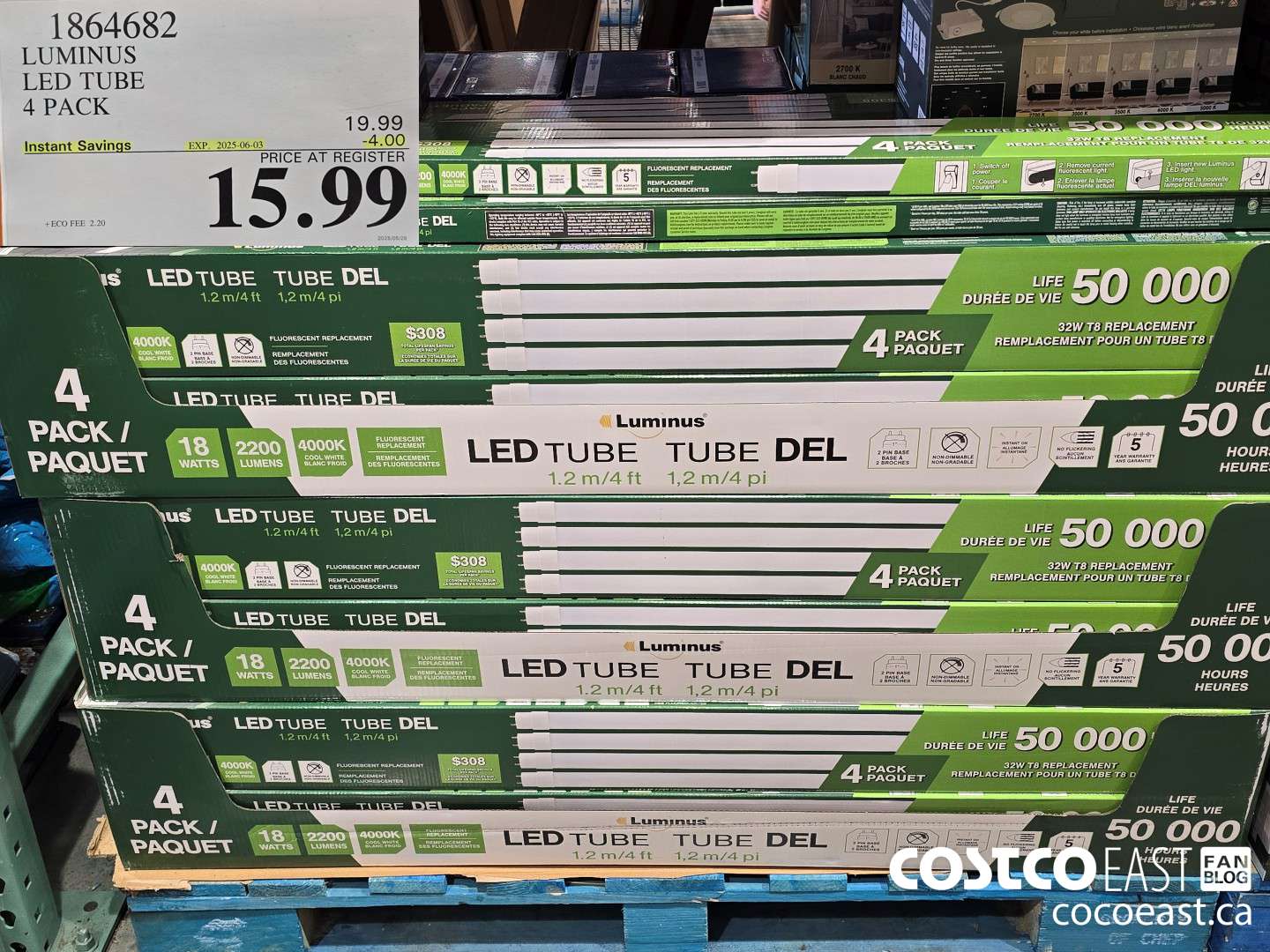 1864682 LUMINUS LED TUBE 4 PACK ($4.00 INSTANT SAVINGS EXPIRES ON 2025-06-03) $15.99