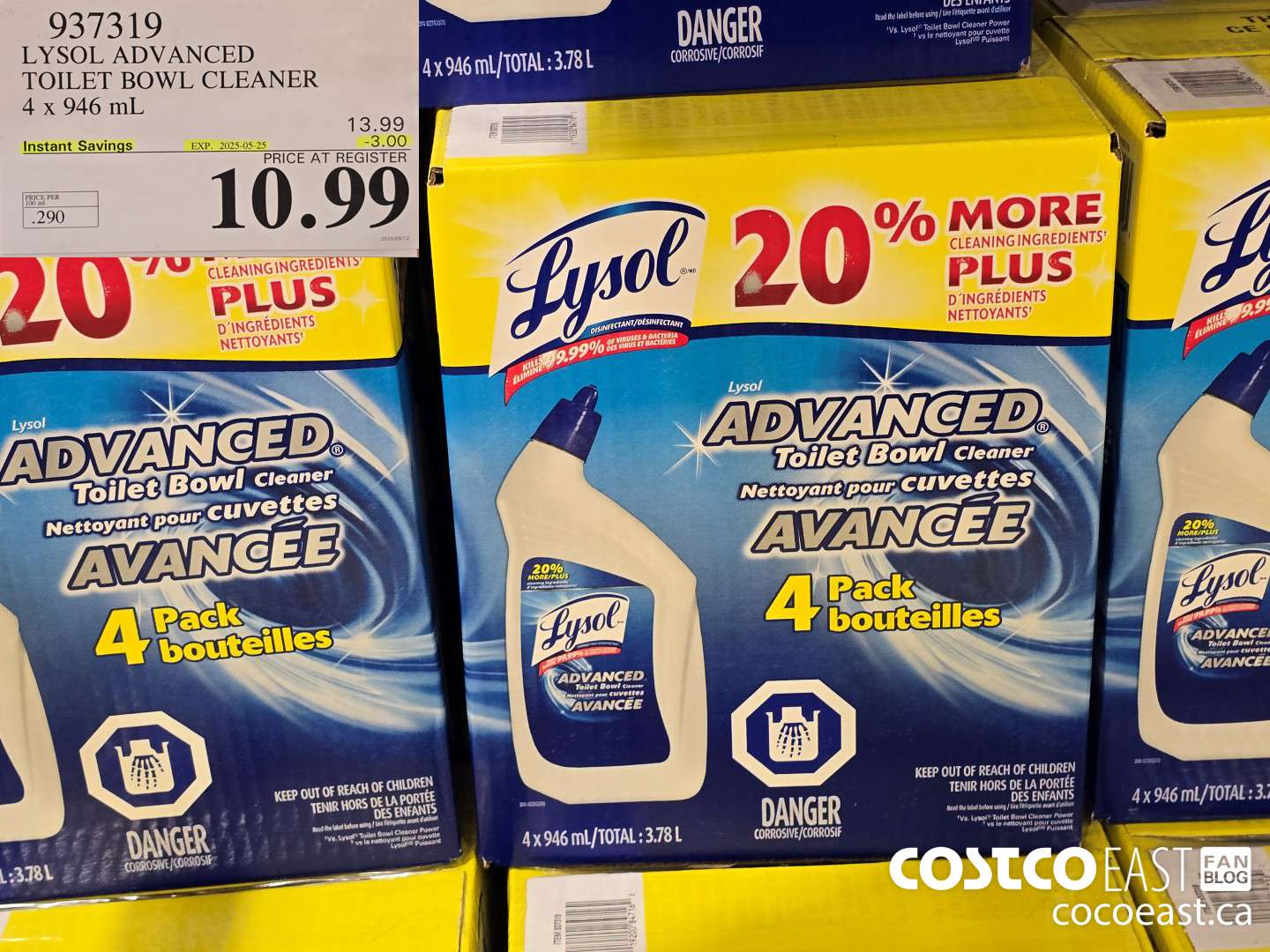 937319 LYSOL ADVANCED TOILET BOWL CLEANER 4 X 946 ML ($3.00 INSTANT SAVINGS EXPIRES ON 2025-05-25) $10.99