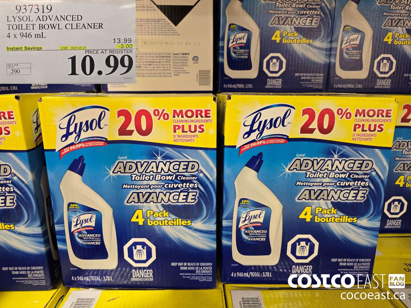 937319 LYSOL ADVANCED TOILET BOWL CLEANER 4 X 946 ML ($3.00 INSTANT SAVINGS EXPIRES ON 2025-05-25) $10.99