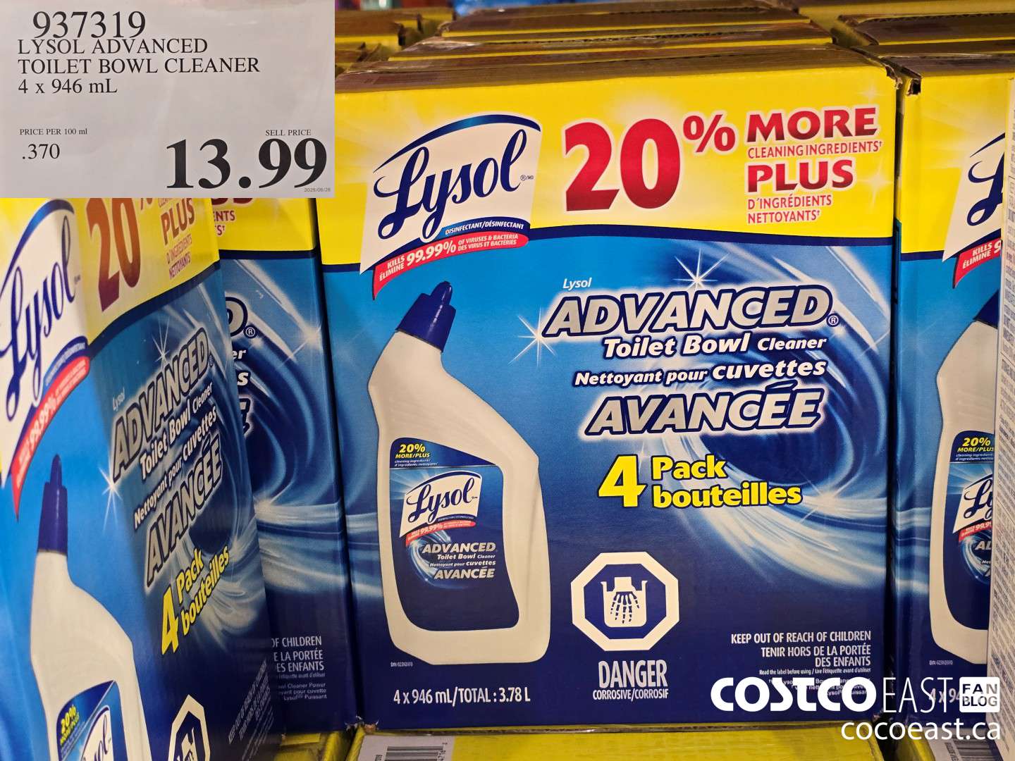 937319 LYSOL ADVANCED TOILET BOWL CLEANER 4 X 946 ML $13.99