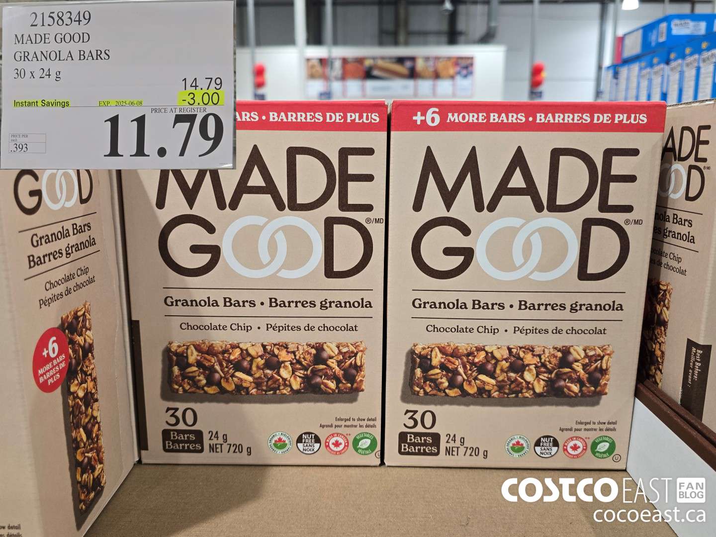 2158349 MADE GOOD GRANOLA BARS 30 x 24 g ($3.00 INSTANT SAVINGS EXPIRES ON 2025-06-08) $11.79