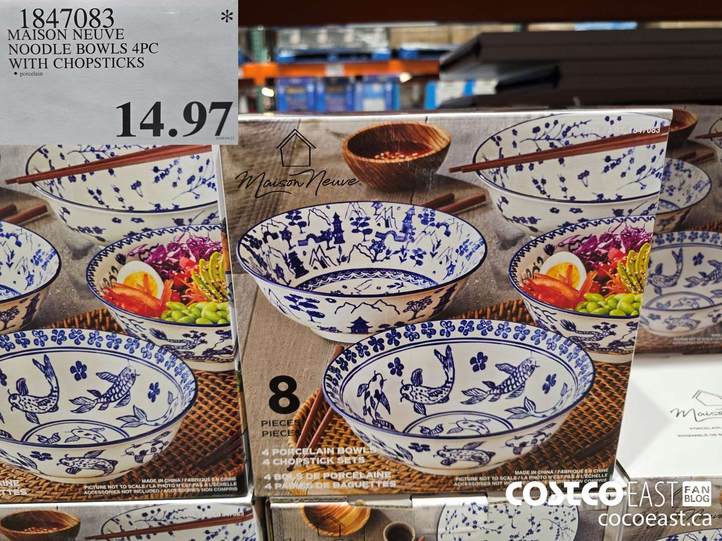 1847083 MAISON NEUVE NOODLE BOWLS 4PC WITH CHOPSTICKS $14.97