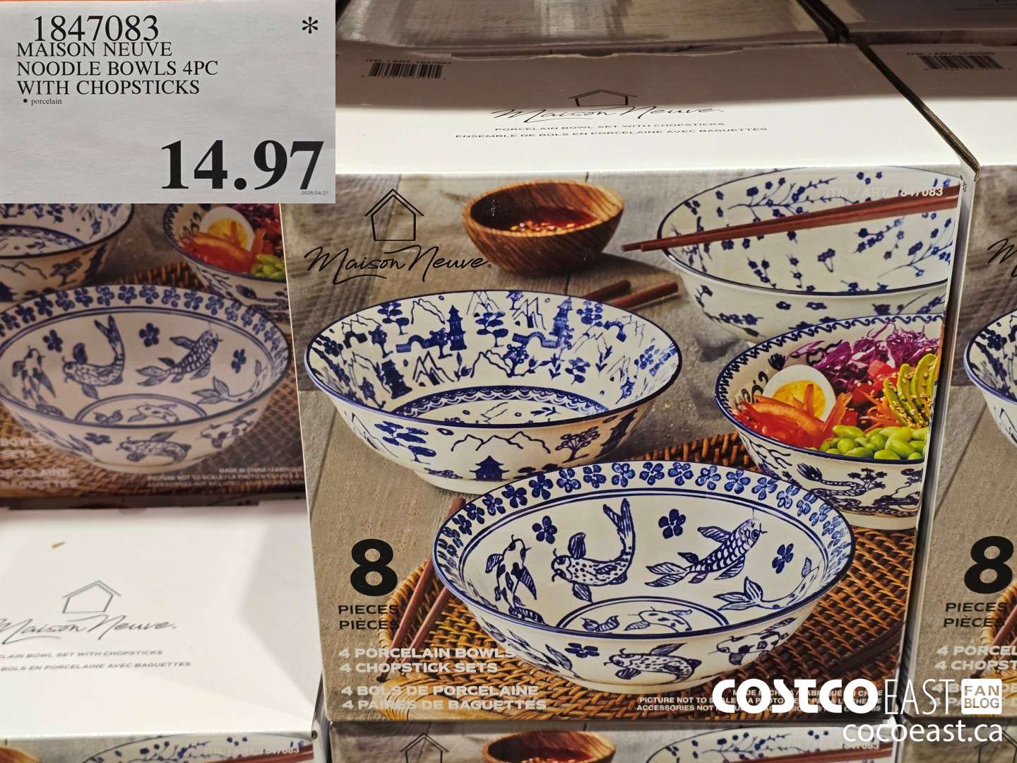 2847083 MAISON NEUVE NOODLE BOWLS 4PC WITH CHOPSTICKS $14.97