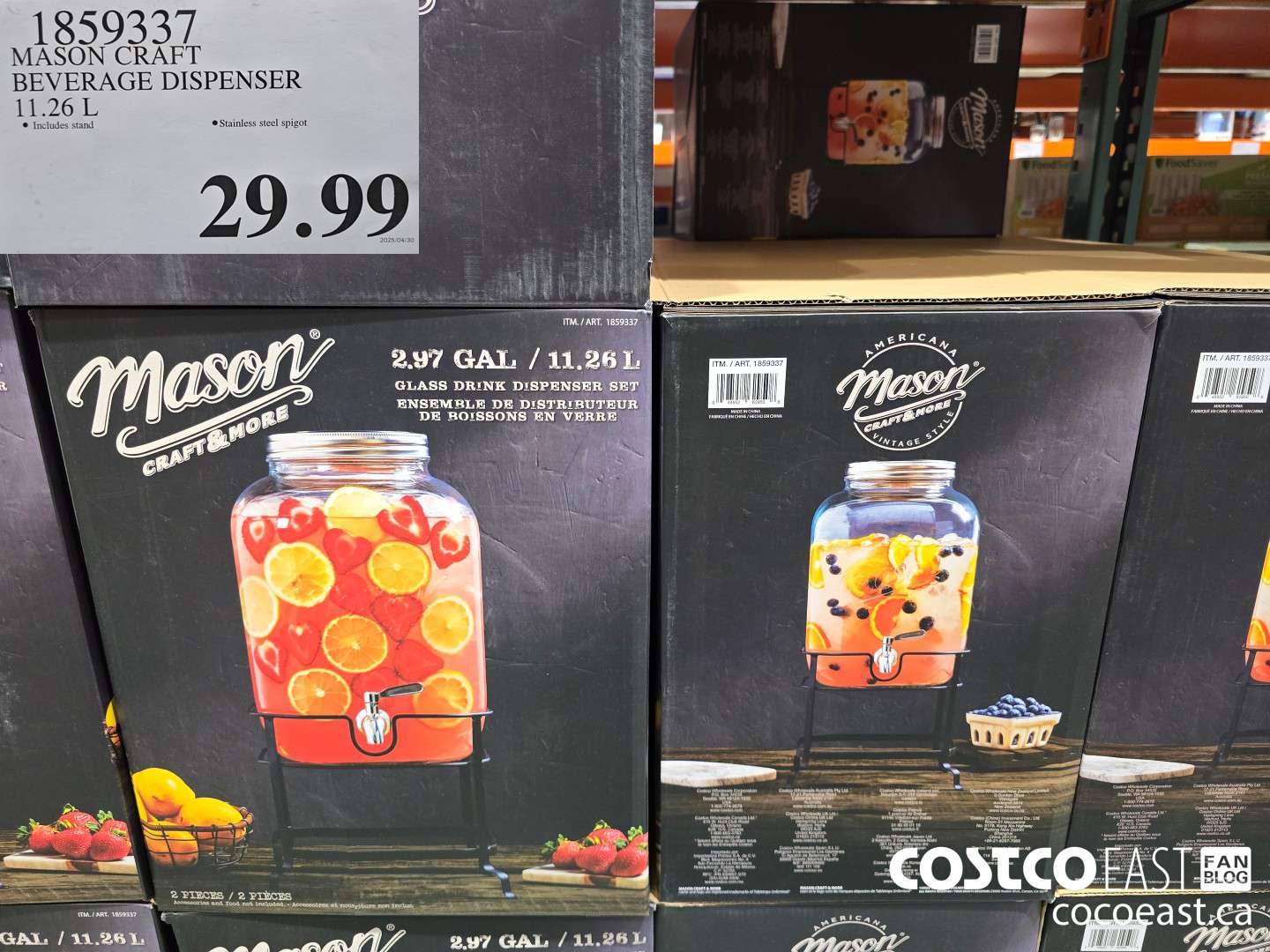 1859337 MASON CRAFT BEVERAGE DISPENSER 11.26 L $29.99