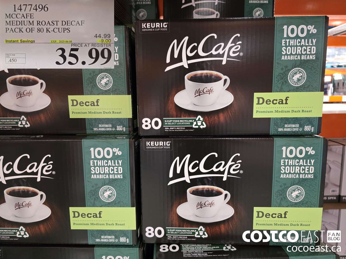 1477496 MCCAFE MEDIUM ROAST DECAF PACK OF 80 K-CUPS  ($9.00 INSTANT SAVINGS EXPIRES ON 2025-06-08) $35.99
