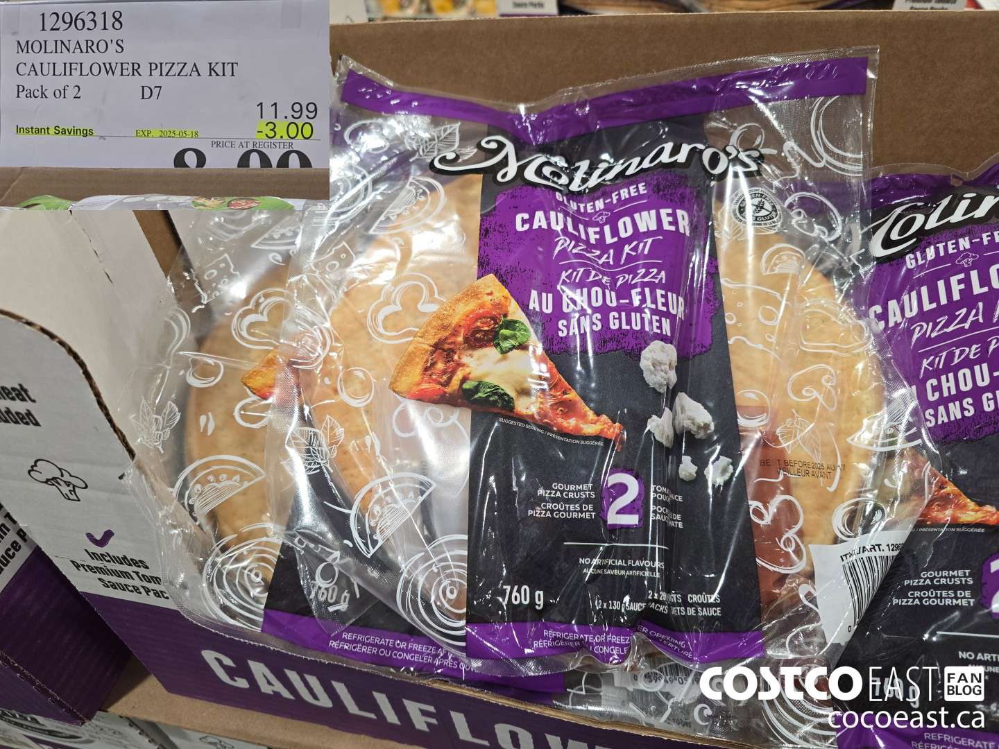 1296318 MOLINARO'S CAULIFLOWER PIZZA KIT PACK OF 2 ($3.00 INSTANT SAVINGS EXPIRES ON 2025-02-09) $8.99