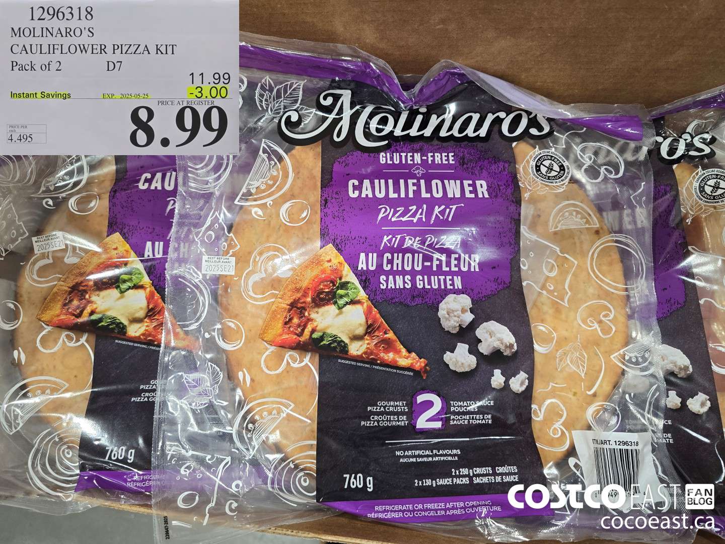 1296318 MOLINARO'S CAULIFLOWER PIZZA KIT PACK OF 2 ($3.00 INSTANT SAVINGS EXPIRES ON 2025-05-25) $8.99