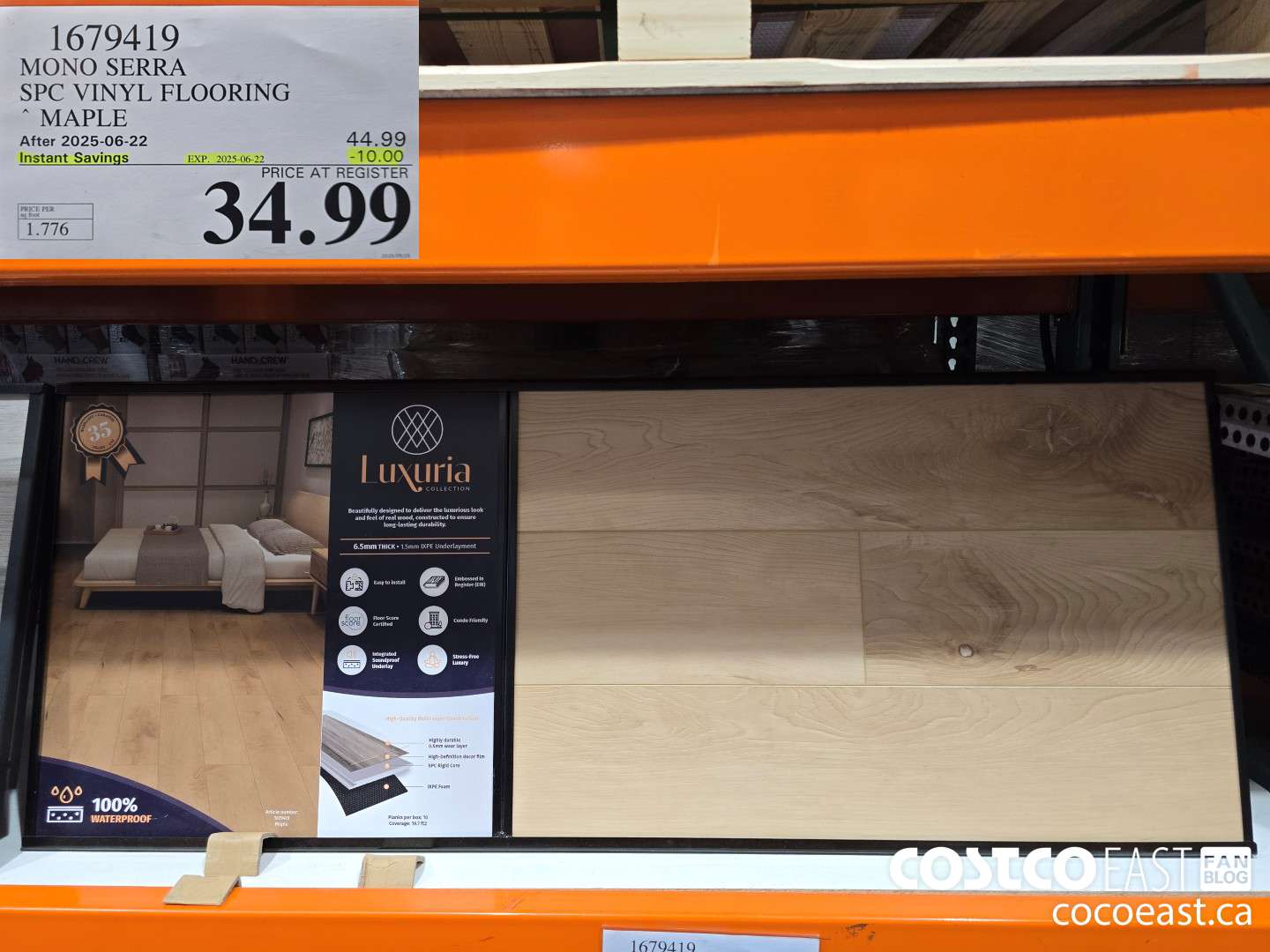 1679419 MONO SERRA SPC VINYL FLOORING MAPLE ($10.00 INSTANT SAVINGS EXPIRES ON 2025-06-22) $34.99