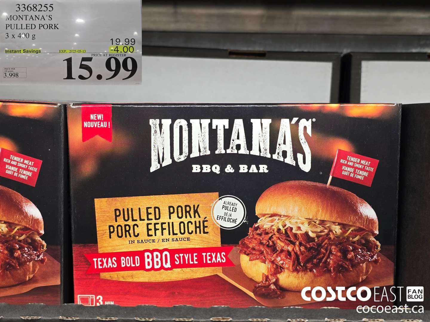 3368255 MONTANA'S PULLED PORK 400 g ($4.00 INSTANT SAVINGS EXPIRES ON 2025-05-13) $15.99