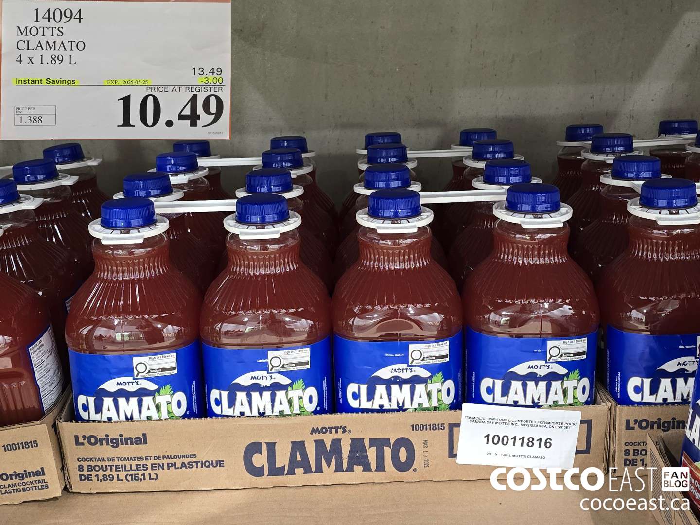 14094 MOTTS CLAMATO 4 x 1.89L ($3.00 INSTANT SAVINGS EXPIRES ON 2025-05-25) $10.49