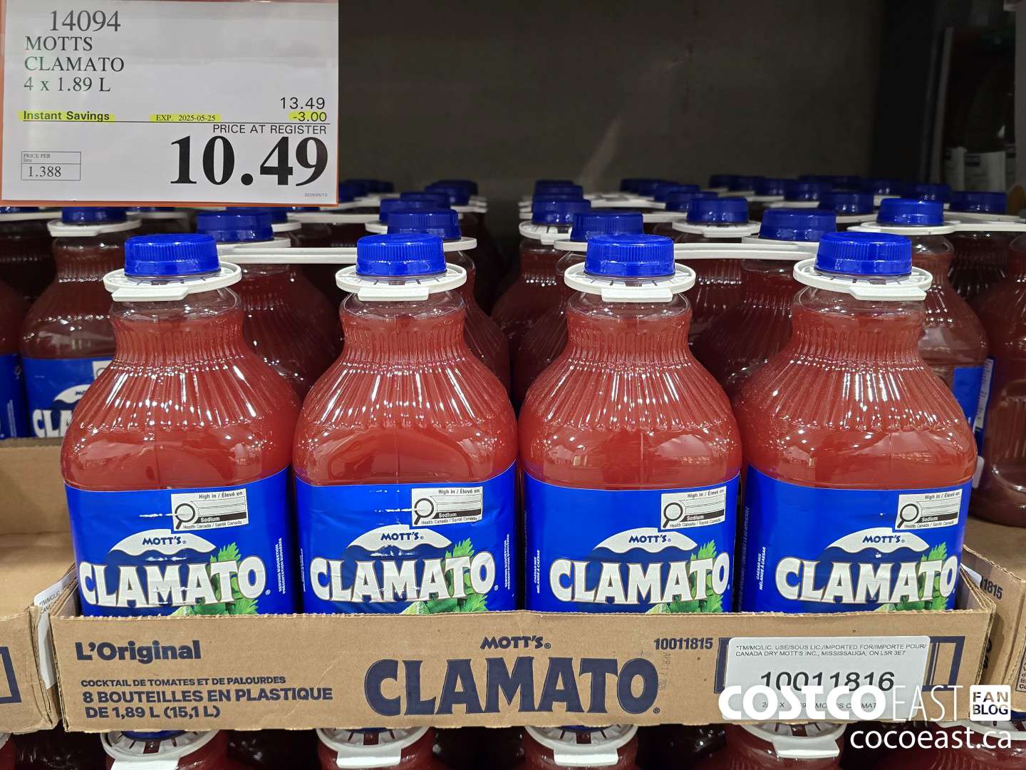 14094 MOTTS CLAMATO 4 x 1.89L ($3.00 INSTANT SAVINGS EXPIRES ON 2025-05-25) $10.49