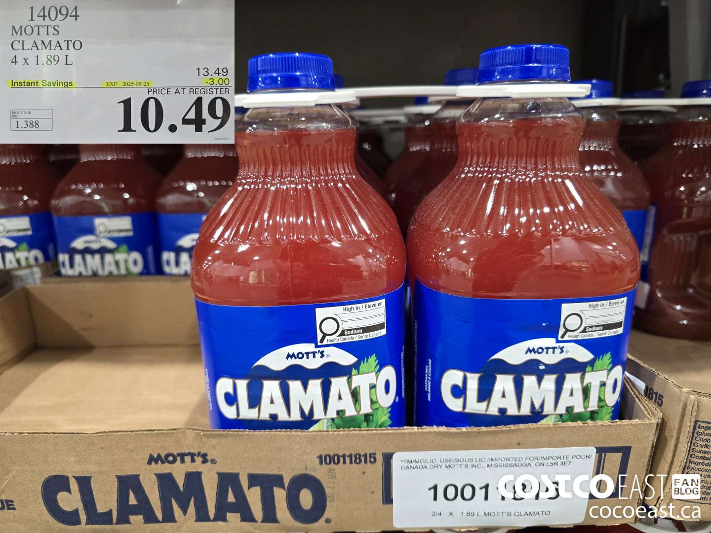 14094 MOTTS CLAMATO 4 x 1.89L ($3.00 INSTANT SAVINGS EXPIRES ON 2025-05-25) $10.49