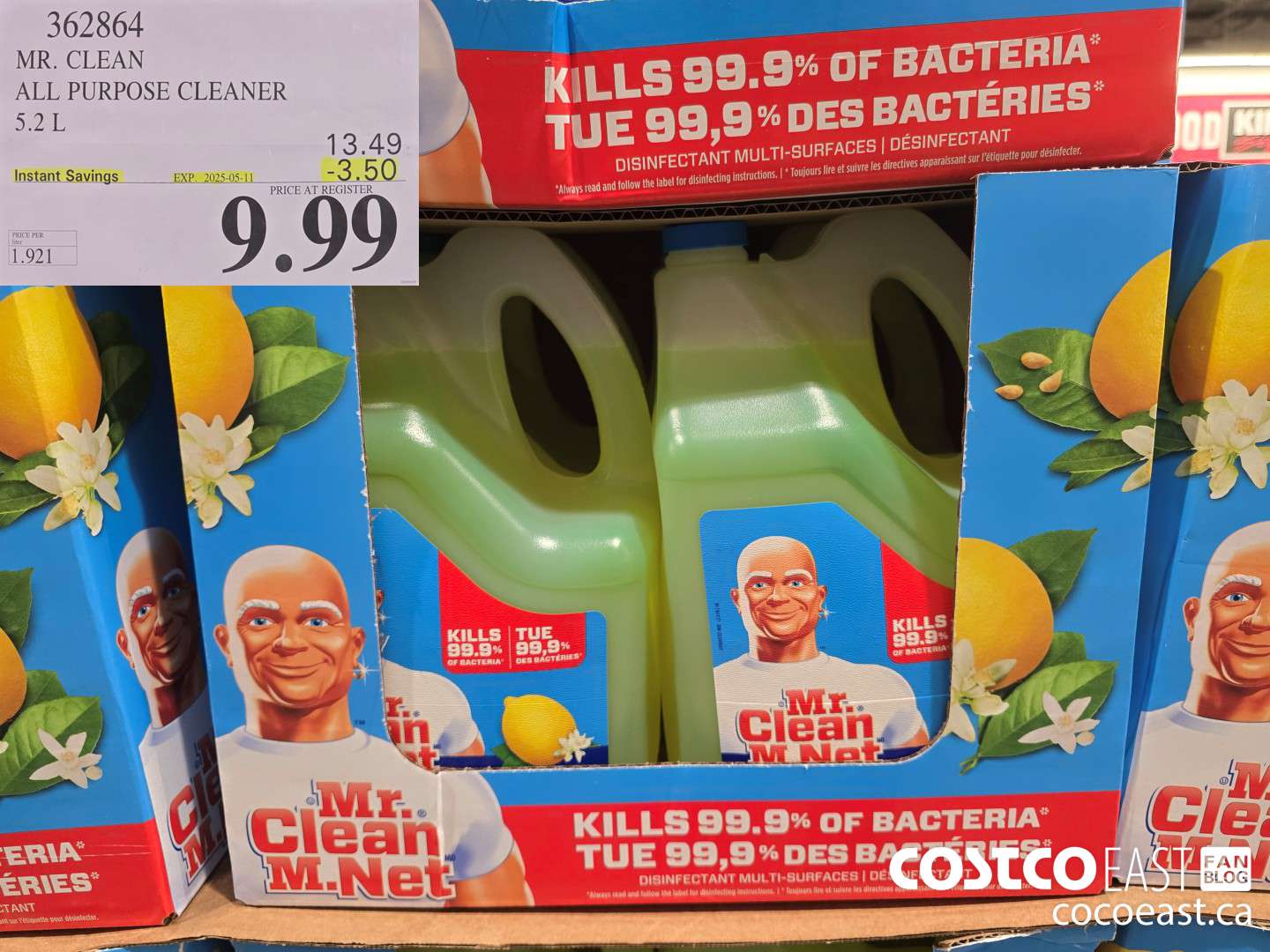 362864 MR. CLEAN ALL PURPOSE CLEANER 5.2 L ($3.50 INSTANT SAVINGS EXPIRES ON 2025-05-11) $9.99