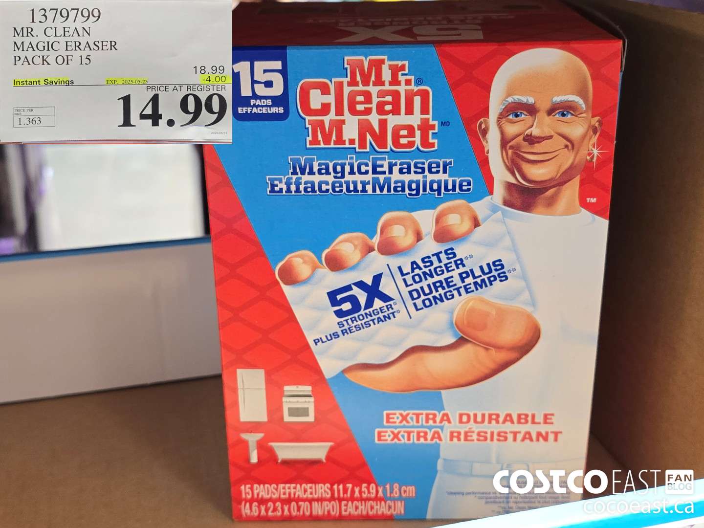 1379799 MR. CLEAN MAGIC ERASER PACK OF 15 ($4.00 INSTANT SAVINGS EXPIRES ON 2025-05-25) $14.99