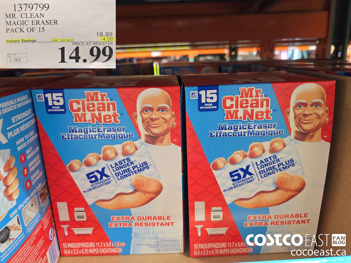 1379799 MR. CLEAN MAGIC ERASER PACK OF 15 ($4.00 INSTANT SAVINGS EXPIRES ON 2025-05-25) $14.99