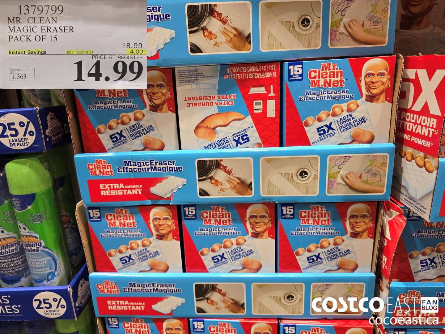1379799 MR. CLEAN MAGIC ERASER PACK OF 15 ($4.00 INSTANT SAVINGS EXPIRES ON 2025-05-25) $14.99