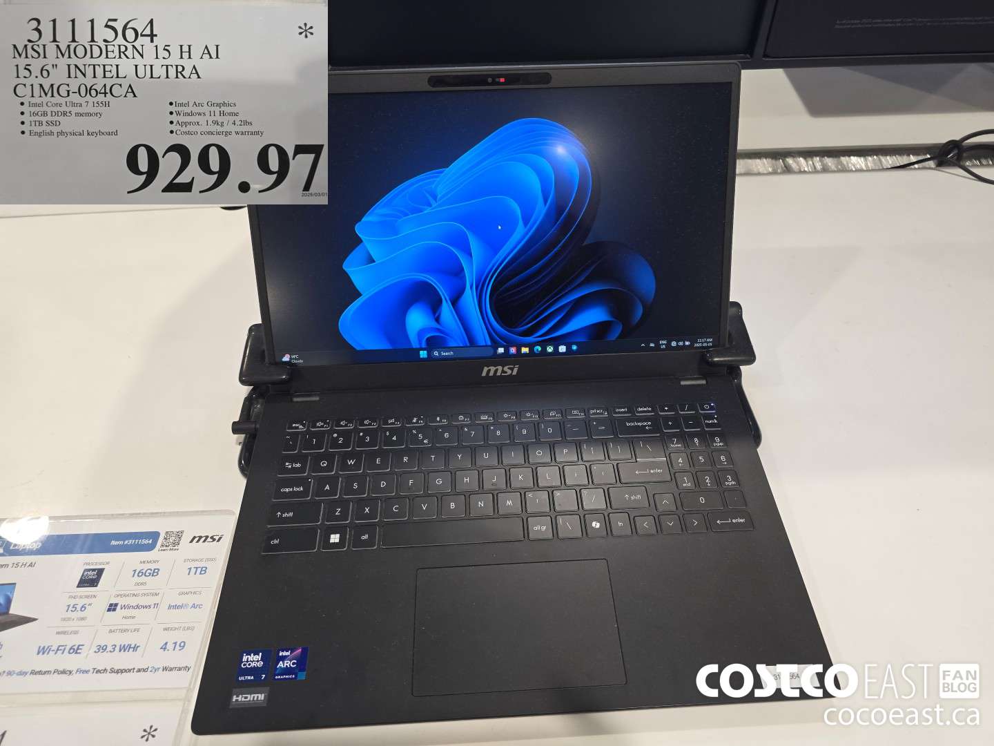 3111564 MSI MODERN 15 H Al 15.6