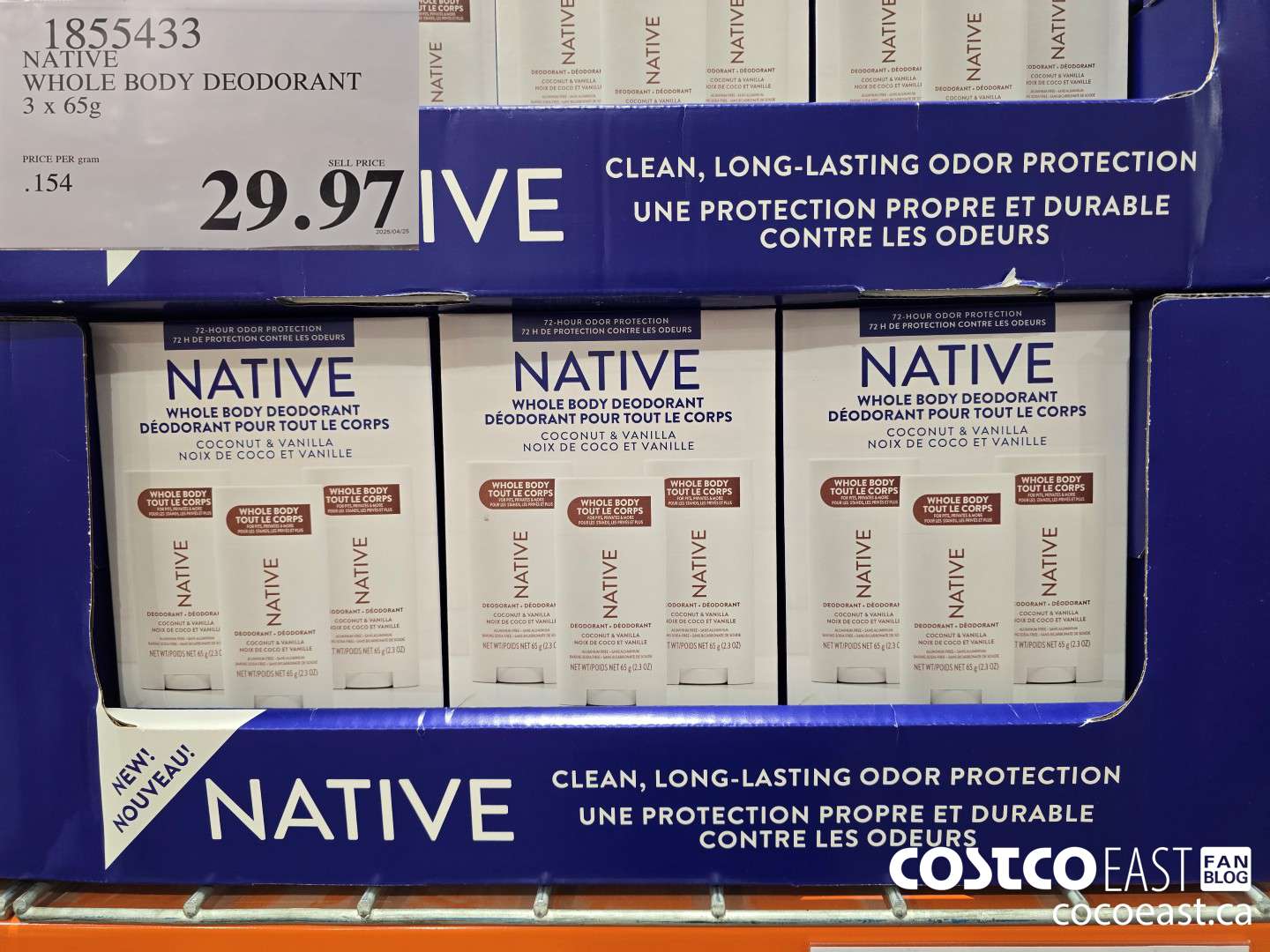 1855433 NATIVE WHOLE BODY DEODORANT 3 X 65 G $29.97