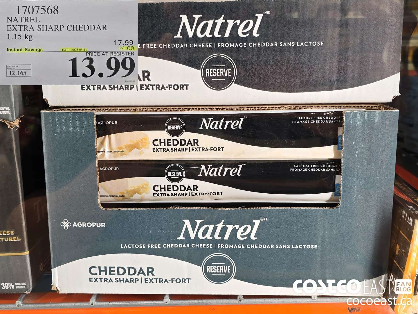 1707568 NATREL EXTRA SHARP CHEDDAR 1.15 kg ($4.00 INSTANT SAVINGS EXPIRES ON 2025-05-11) $13.99