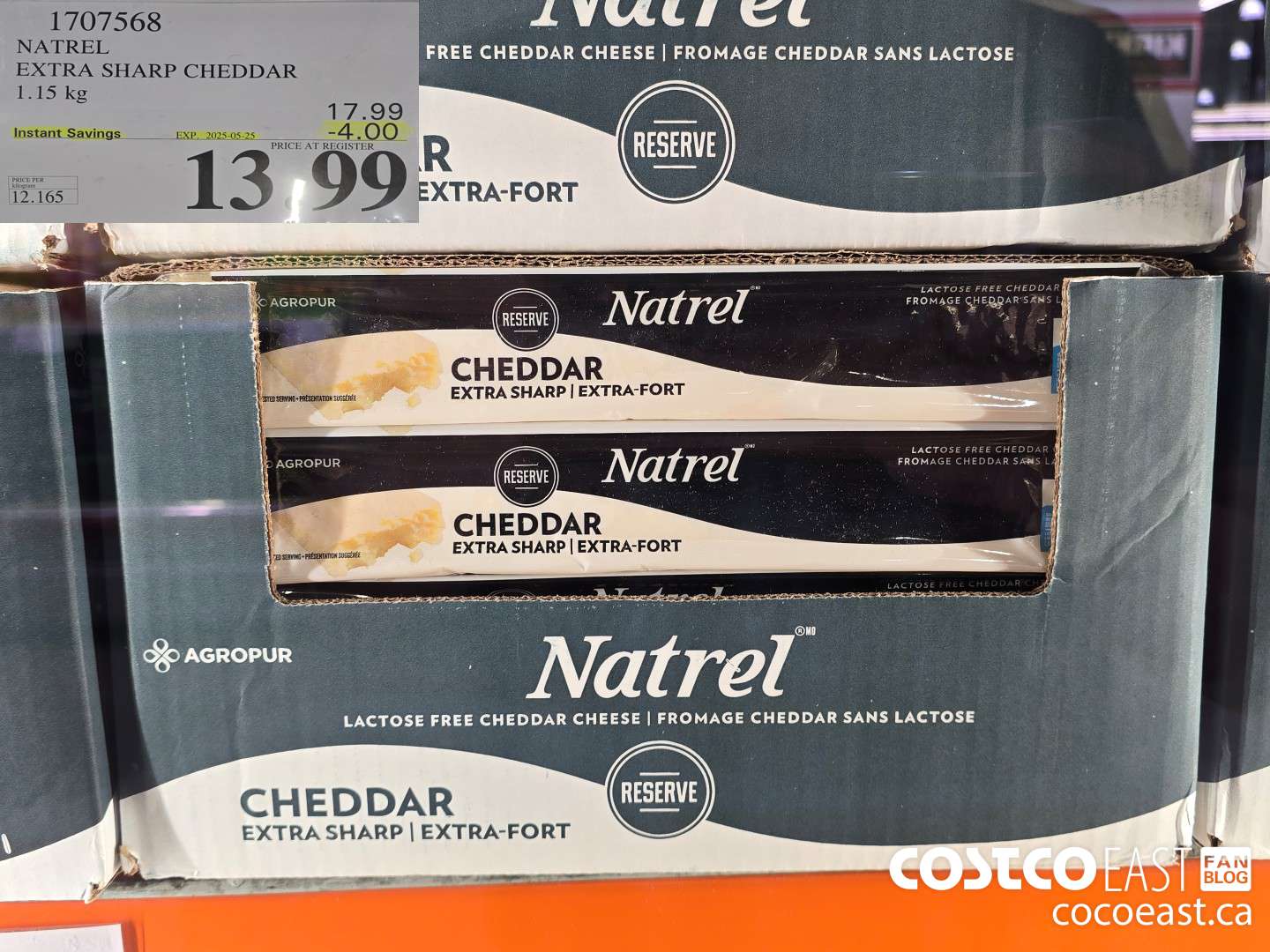 1707568 NATREL EXTRA SHARP CHEDDAR 1.15 kg ($4.00 INSTANT SAVINGS EXPIRES ON 2025-05-25) $13.99