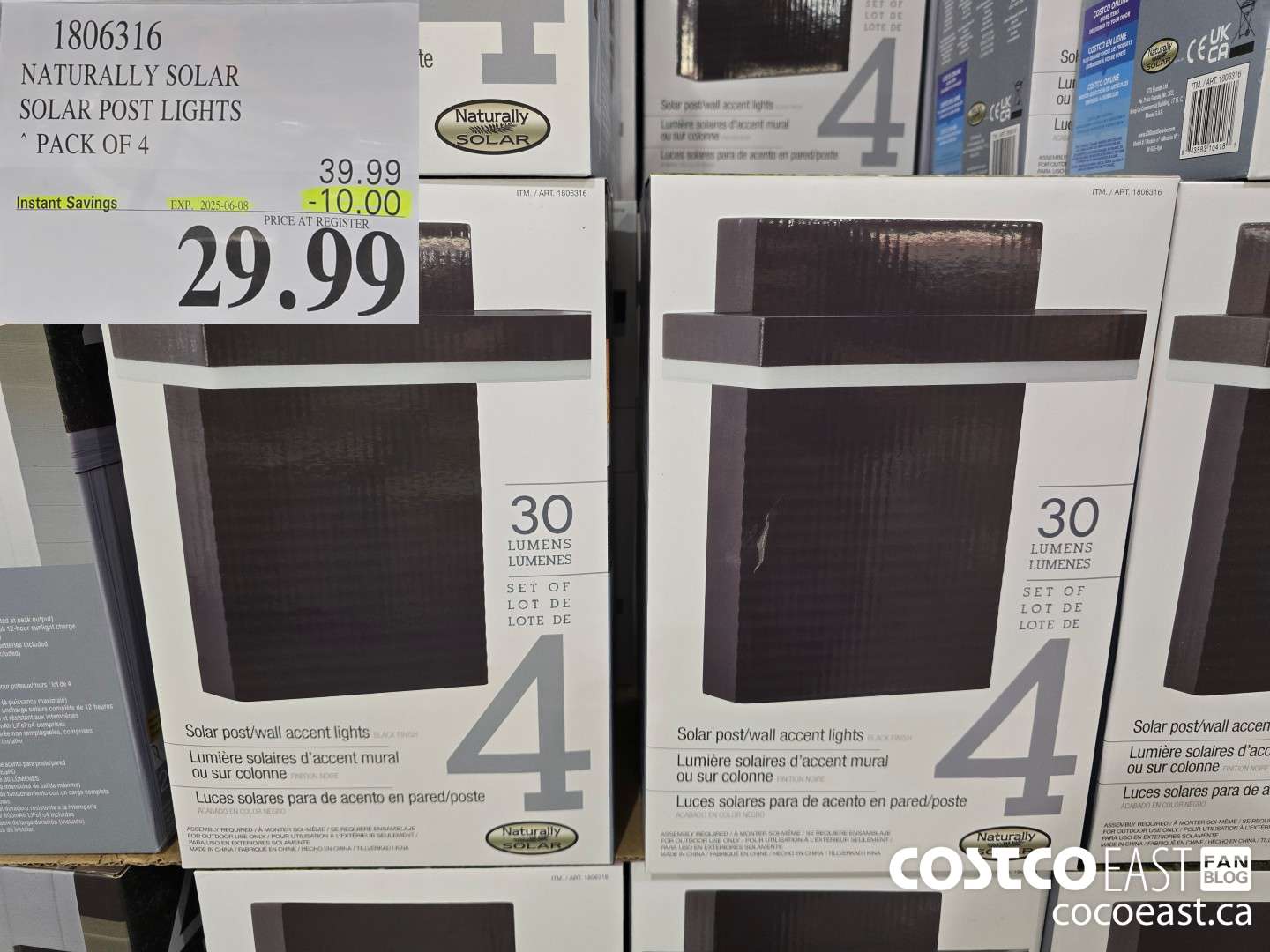 1806316 NATURALLY SOLAR SOLAR POST LIGHTS ~ PACK OF 4 ($10.00 INSTANT SAVINGS EXPIRES ON 2025-05-11) $29.99