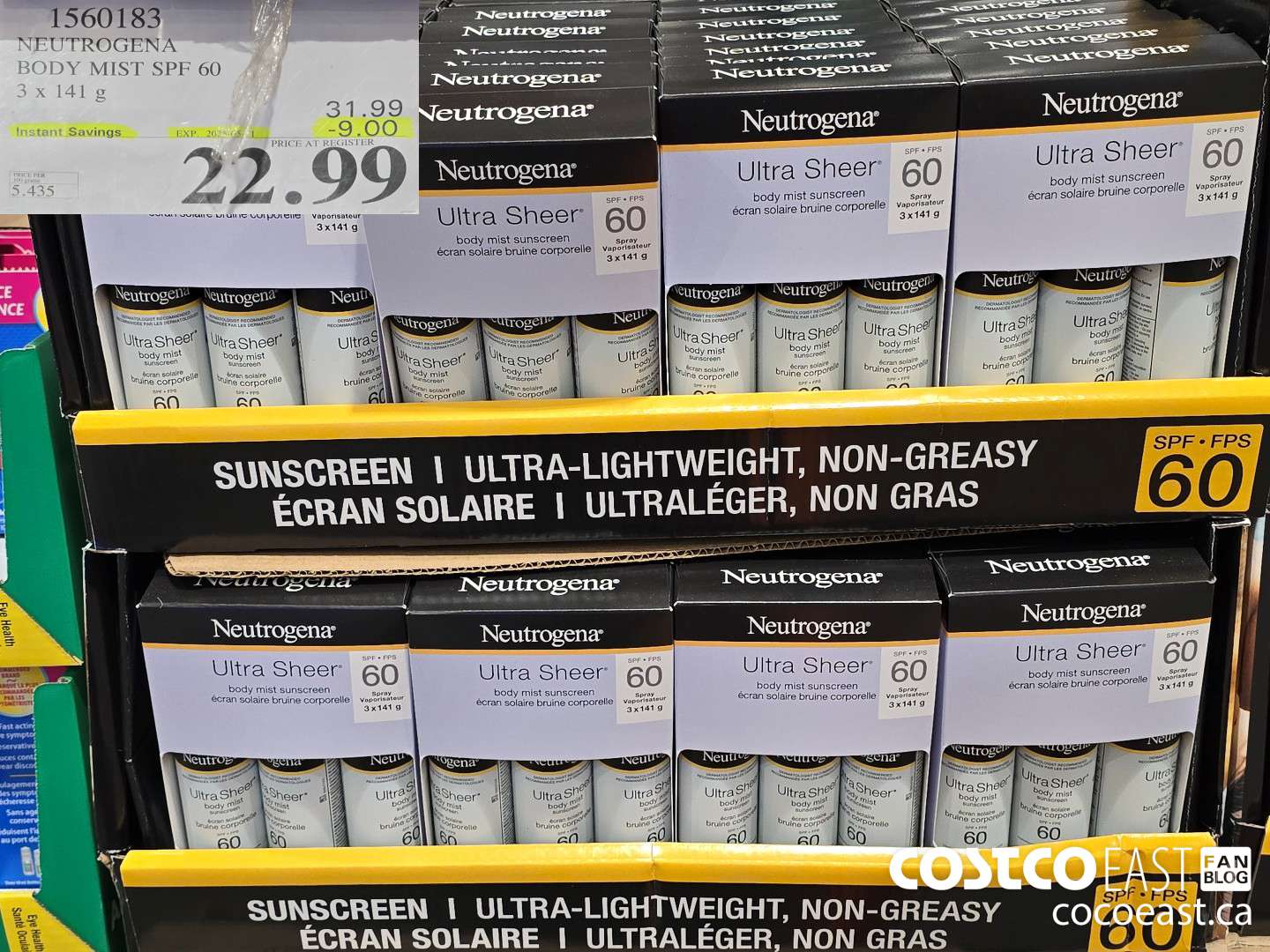 1560183 NEUTROGENA BODY MIST SPF 60 3 X 141 g ($9.00 INSTANT SAVINGS EXPIRES ON 2025-05-11) $22.99