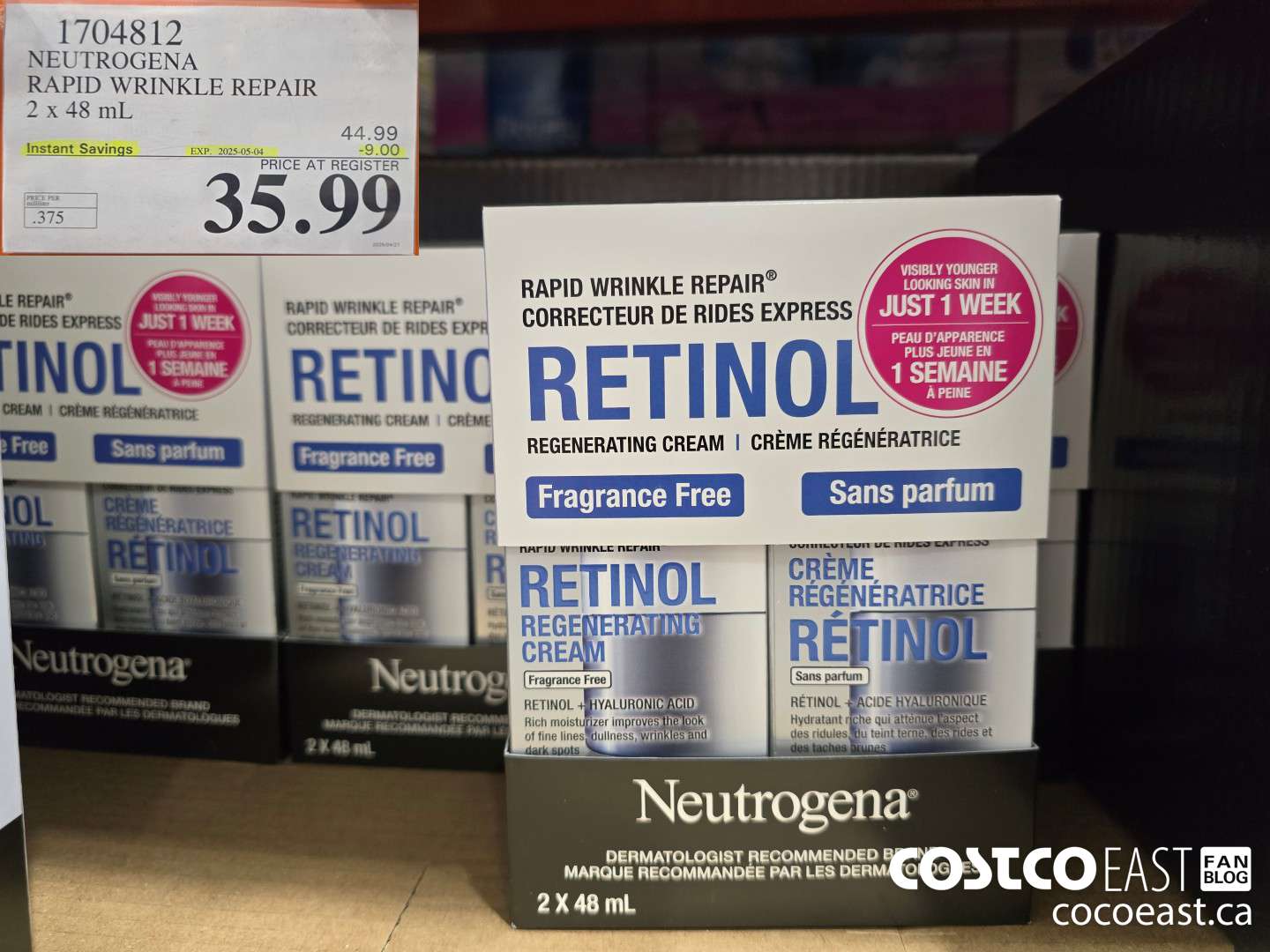 1704812 NEUTROGENA RAPID WRINKLE REPAIR 2 x 48 mL ($9.00 INSTANT SAVINGS EXPIRES ON 2025-05-04) $35.99