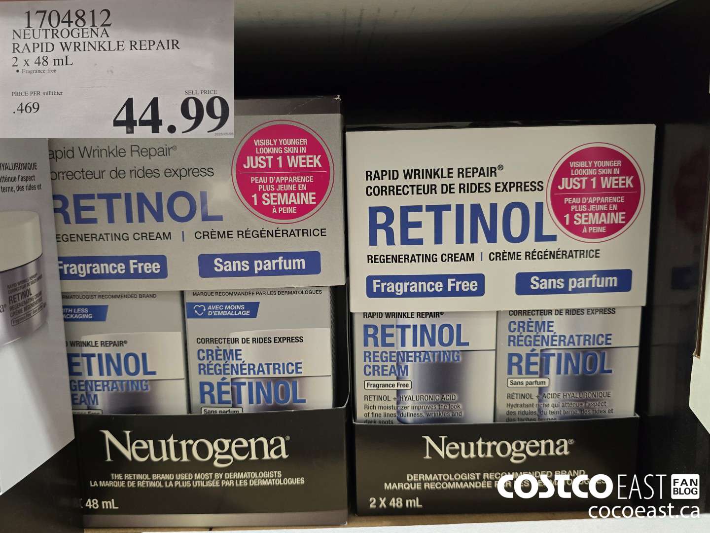 1704812 NEUTROGENA RAPID WRINKLE REPAIR 2 x 48 mL $44.99