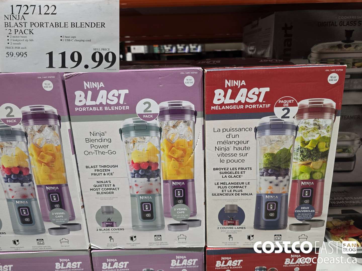 1727122 NINJA BLAST PORTABLE BLENDER 2 PACK $119.99