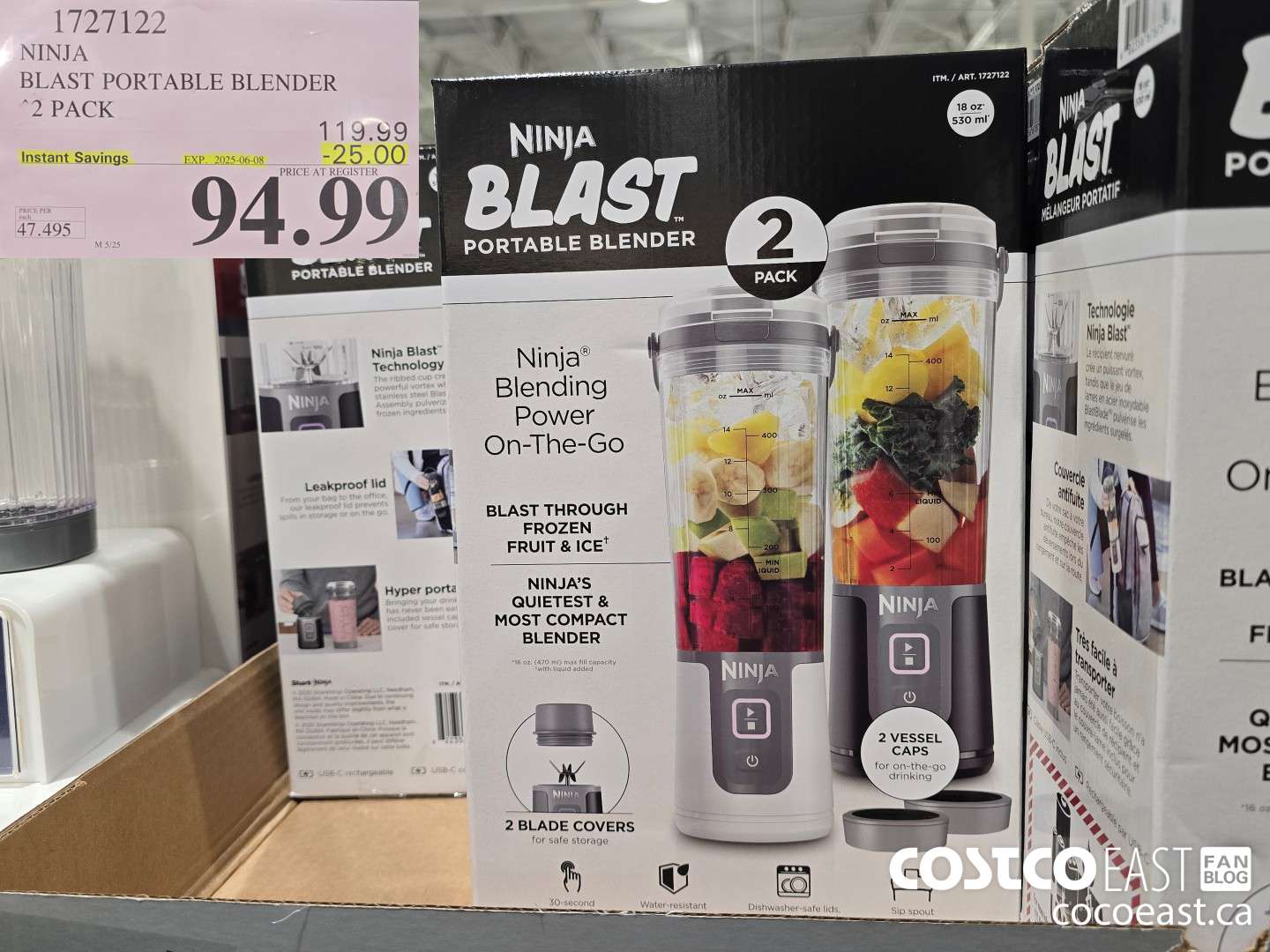 1727122 NINJA BLAST PORTABLE BLENDER 2 PACK ($25.00 INSTANT SAVINGS EXPIRES ON 2025-06-08) $94.99