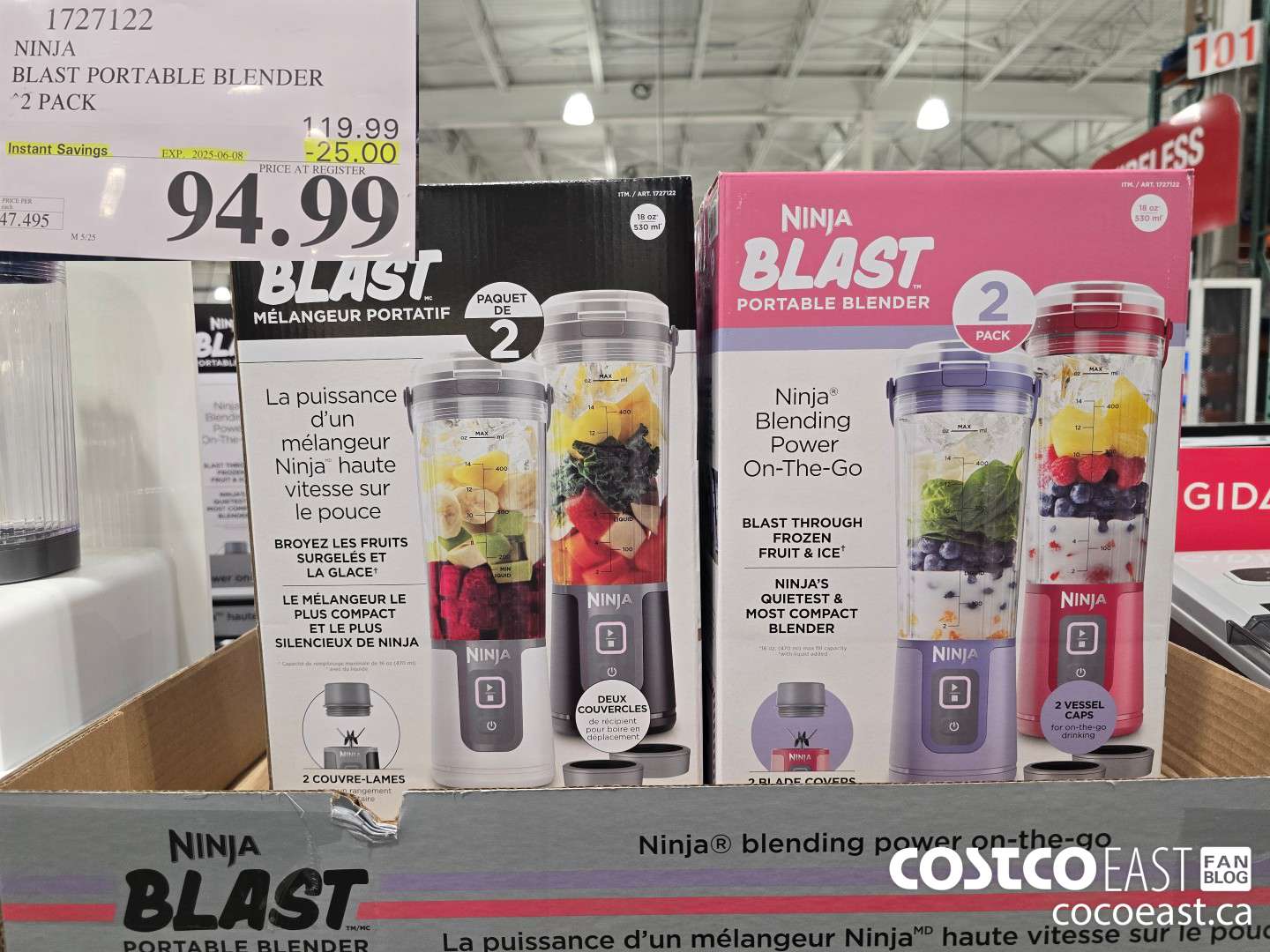 1727122 NINJA BLAST PORTABLE BLENDER 2 PACK ($25.00 INSTANT SAVINGS EXPIRES ON 2025-06-08) $94.99