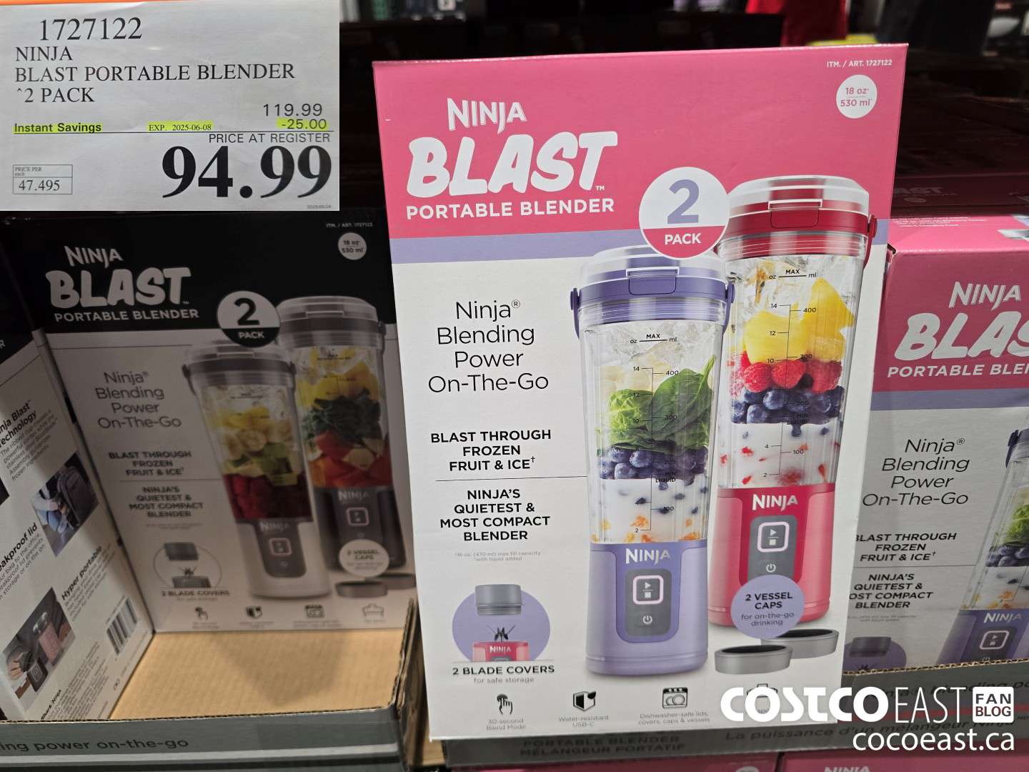 1727122 NINJA BLAST PORTABLE BLENDER 2 PACK ($25.00 INSTANT SAVINGS EXPIRES ON 2025-06-08) $94.99