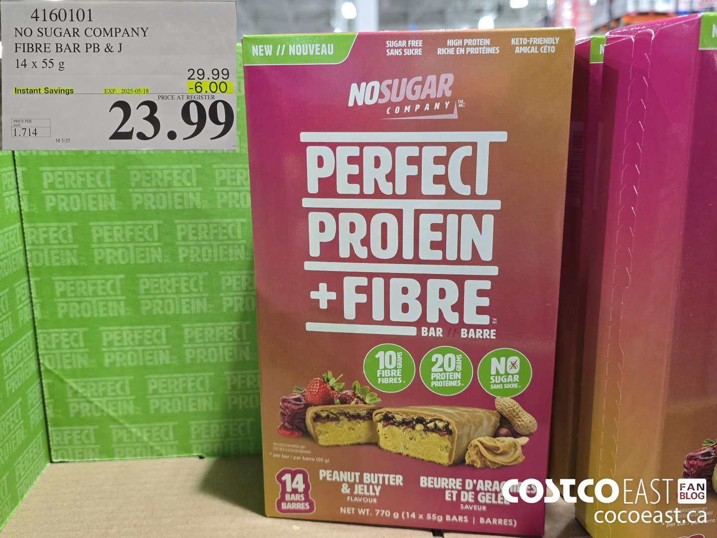 4160101 NO SUGAR COMPANY FIBRE BAR PB & J 14 X 55 G ($6.00 INSTANT SAVINGS EXPIRES ON 2025-05-18) $23.99