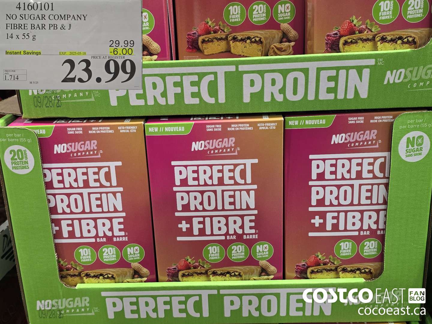 4160101 NO SUGAR COMPANY FIBRE BAR PB & J 14 X 55 G ($6.00 INSTANT SAVINGS EXPIRES ON 2025-05-18) $23.99