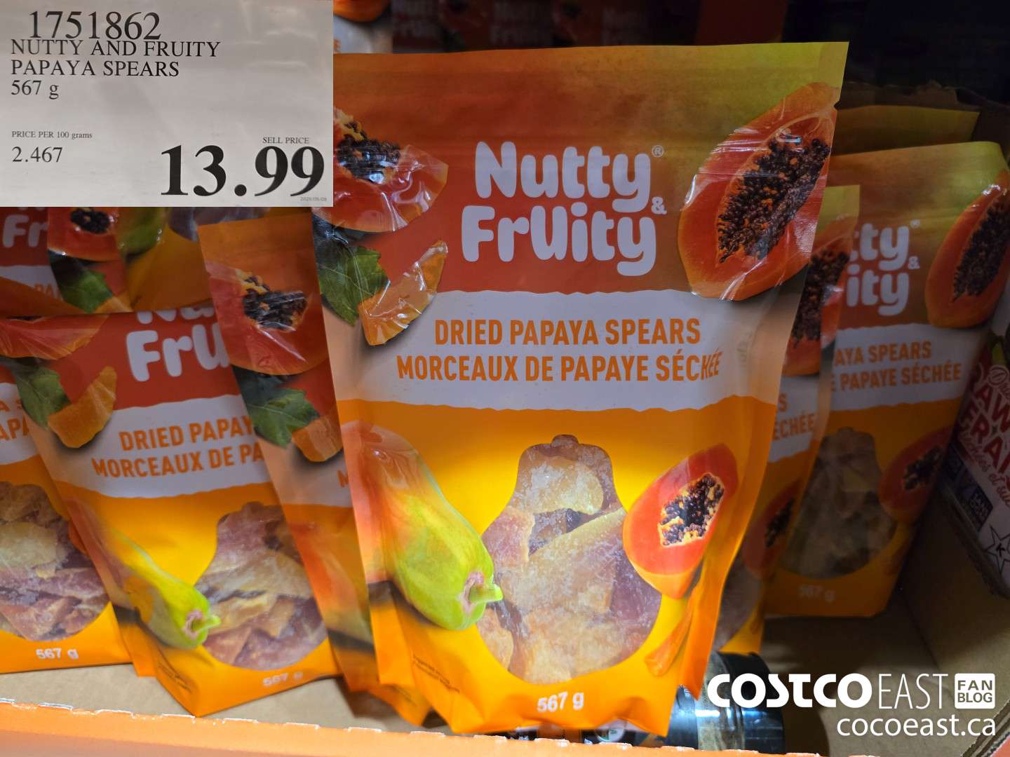 1751862 NUTTY AND FRUITY PAPAYA SPEARS 567 g $13.99
